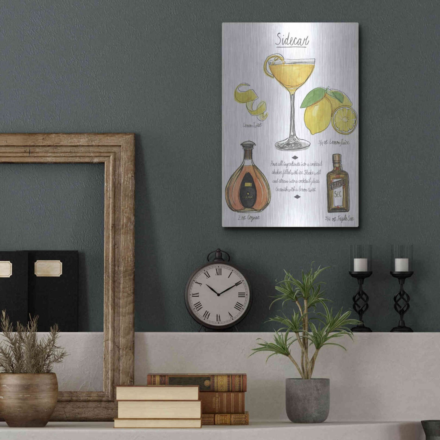 Luxe Metal Art 'Classic Cocktail-Sidecar' by Naomi McCavitt, Metal Wall Art,12x16