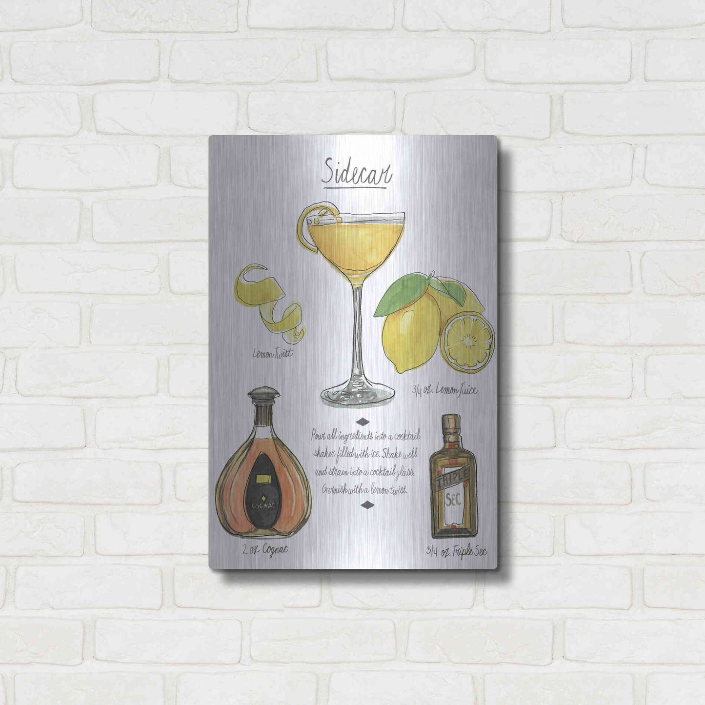 Luxe Metal Art 'Classic Cocktail-Sidecar' by Naomi McCavitt, Metal Wall Art,16x24