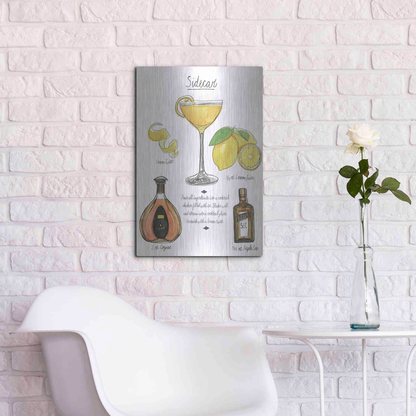 Luxe Metal Art 'Classic Cocktail-Sidecar' by Naomi McCavitt, Metal Wall Art,16x24