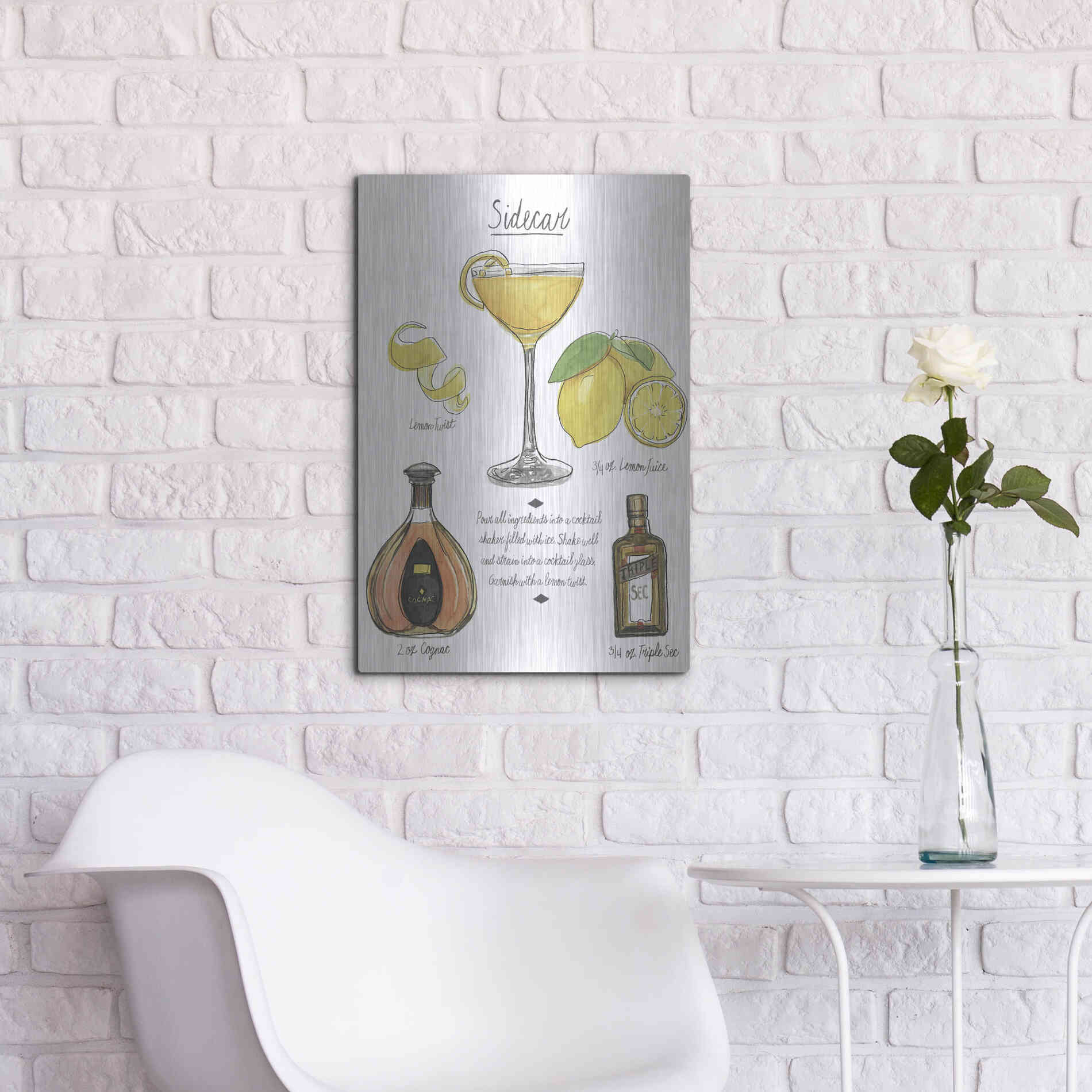 Luxe Metal Art 'Classic Cocktail-Sidecar' by Naomi McCavitt, Metal Wall Art,16x24