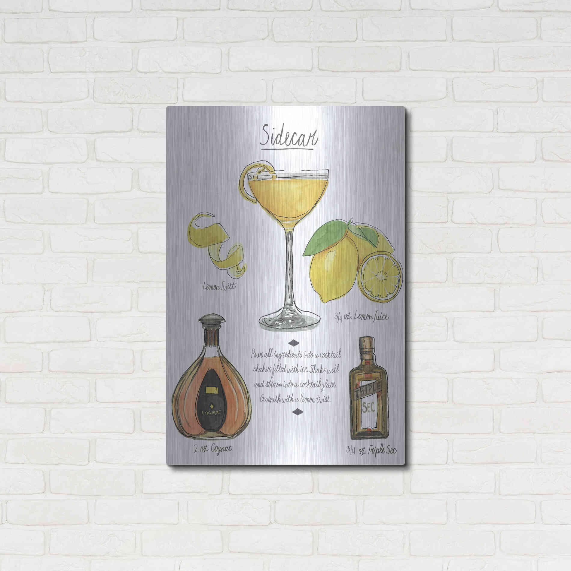 Luxe Metal Art 'Classic Cocktail-Sidecar' by Naomi McCavitt, Metal Wall Art,24x36