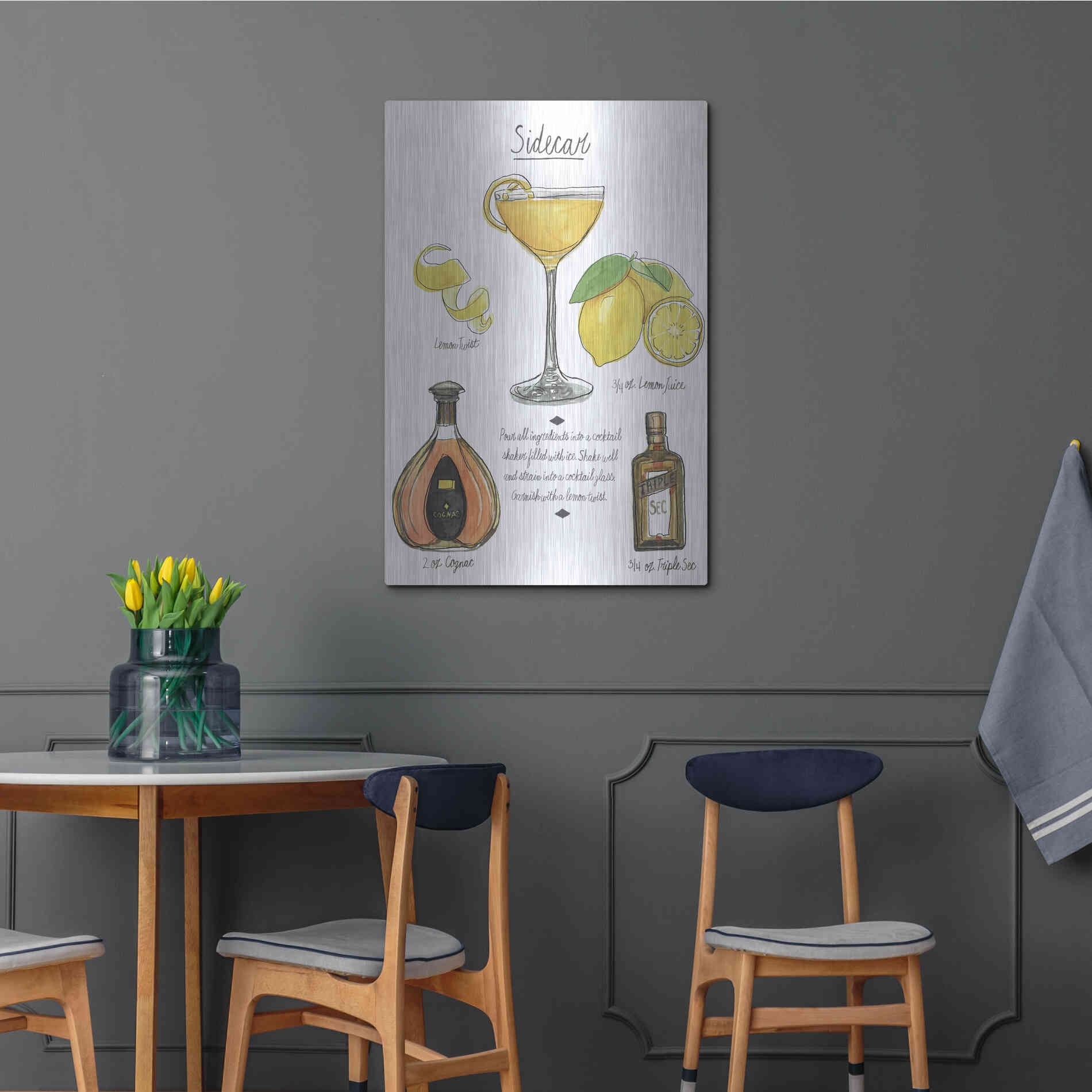 Luxe Metal Art 'Classic Cocktail-Sidecar' by Naomi McCavitt, Metal Wall Art,24x36