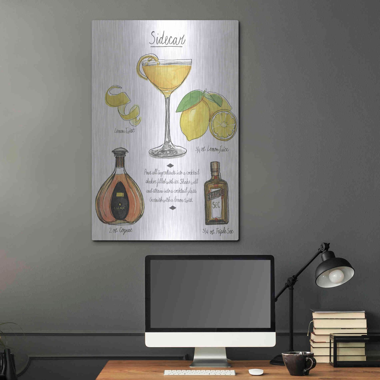 Luxe Metal Art 'Classic Cocktail-Sidecar' by Naomi McCavitt, Metal Wall Art,24x36