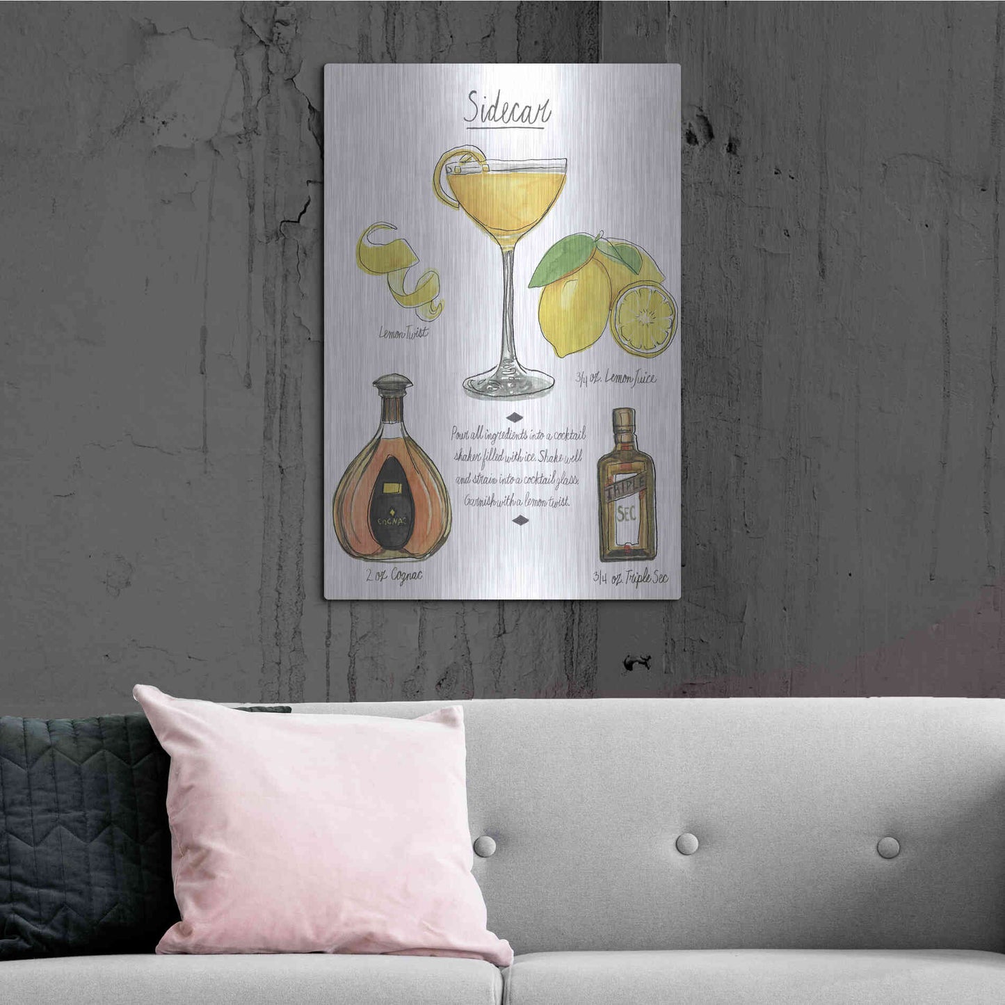 Luxe Metal Art 'Classic Cocktail-Sidecar' by Naomi McCavitt, Metal Wall Art,24x36