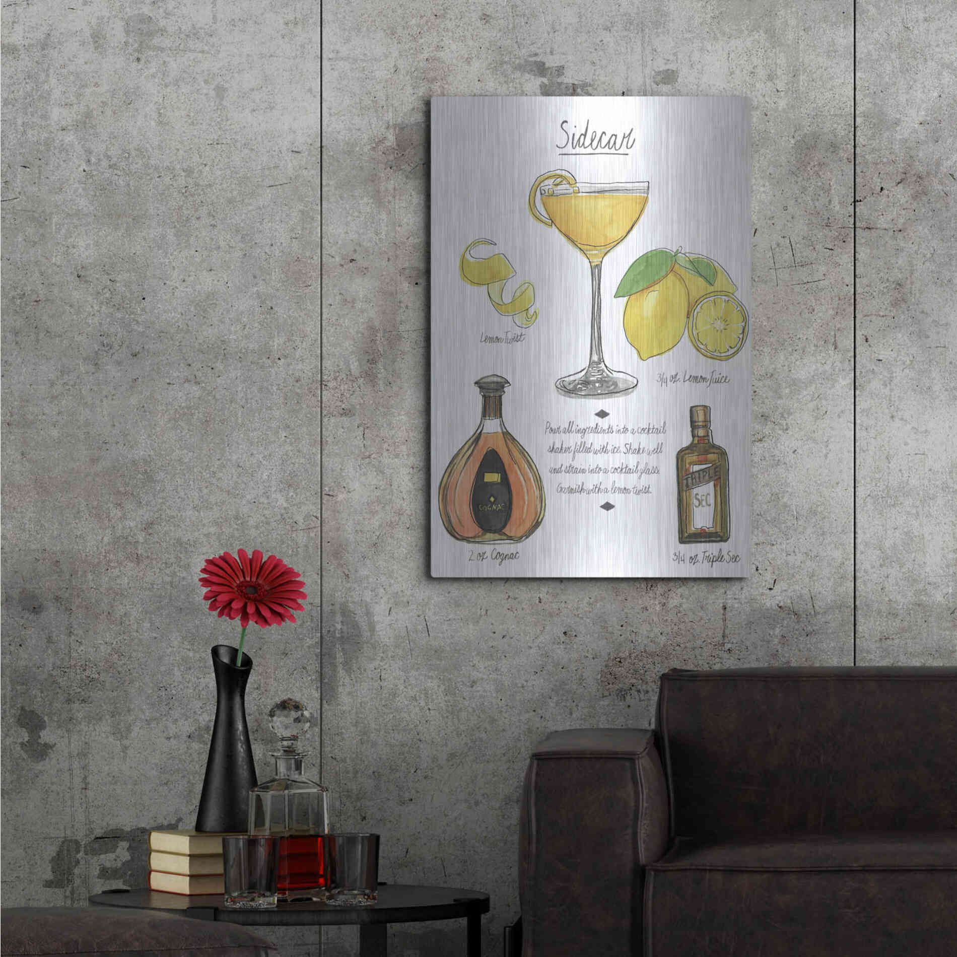 Luxe Metal Art 'Classic Cocktail-Sidecar' by Naomi McCavitt, Metal Wall Art,24x36