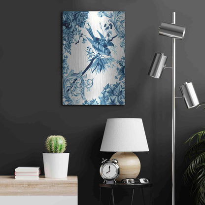 Luxe Metal Art 'Bird and Branch in Indigo II' by Naomi McCavitt, Metal Wall Art,16x24