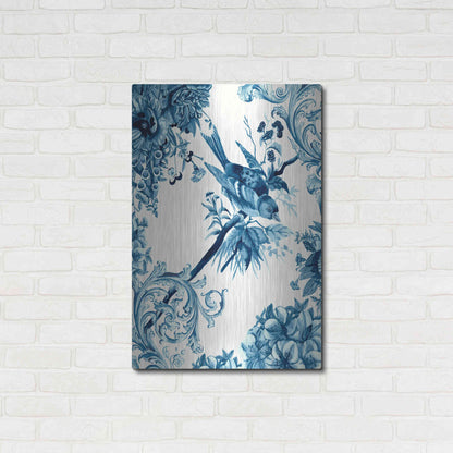 Luxe Metal Art 'Bird and Branch in Indigo II' by Naomi McCavitt, Metal Wall Art,24x36