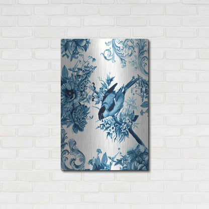 Luxe Metal Art 'Bird and Branch in Indigo I' by Naomi McCavitt, Metal Wall Art,24x36