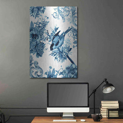 Luxe Metal Art 'Bird and Branch in Indigo I' by Naomi McCavitt, Metal Wall Art,24x36