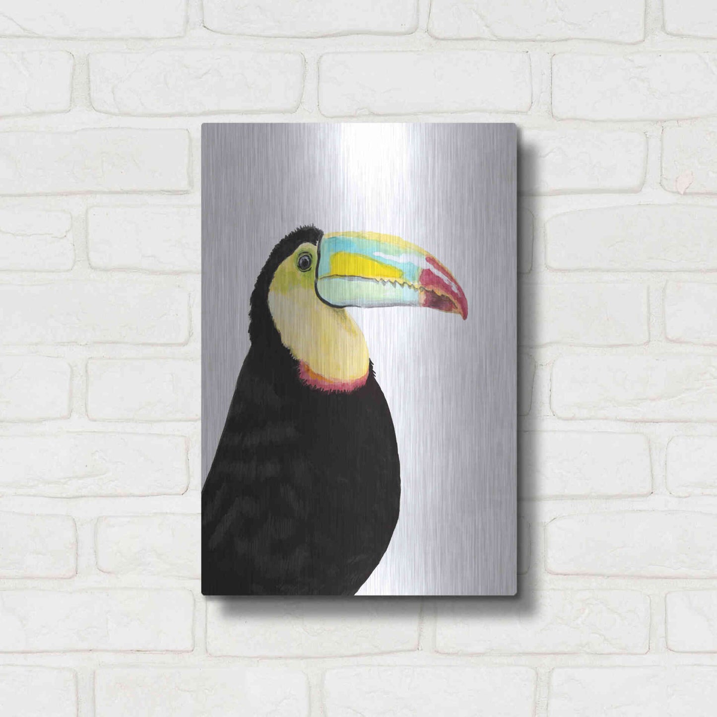 Luxe Metal Art 'Watercolor Toucan' by Naomi McCavitt, Metal Wall Art,12x16