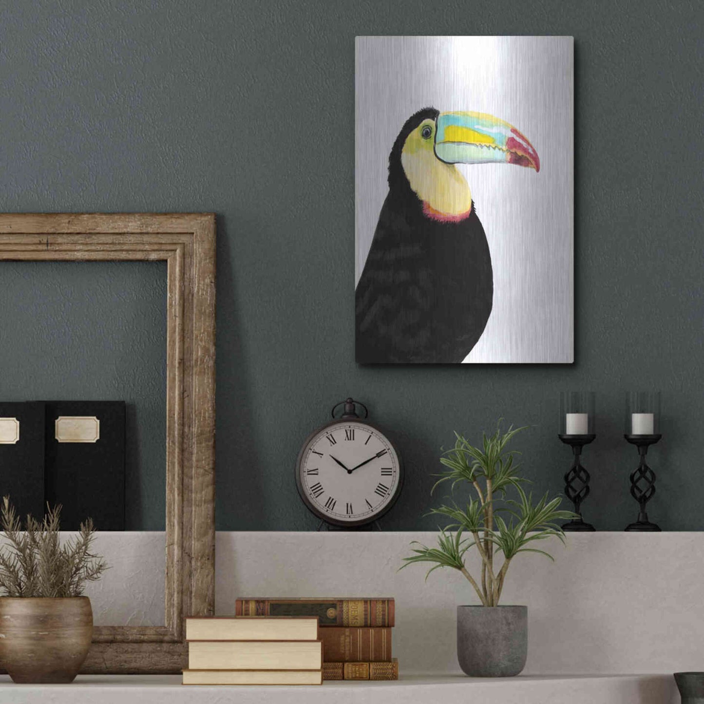 Luxe Metal Art 'Watercolor Toucan' by Naomi McCavitt, Metal Wall Art,12x16