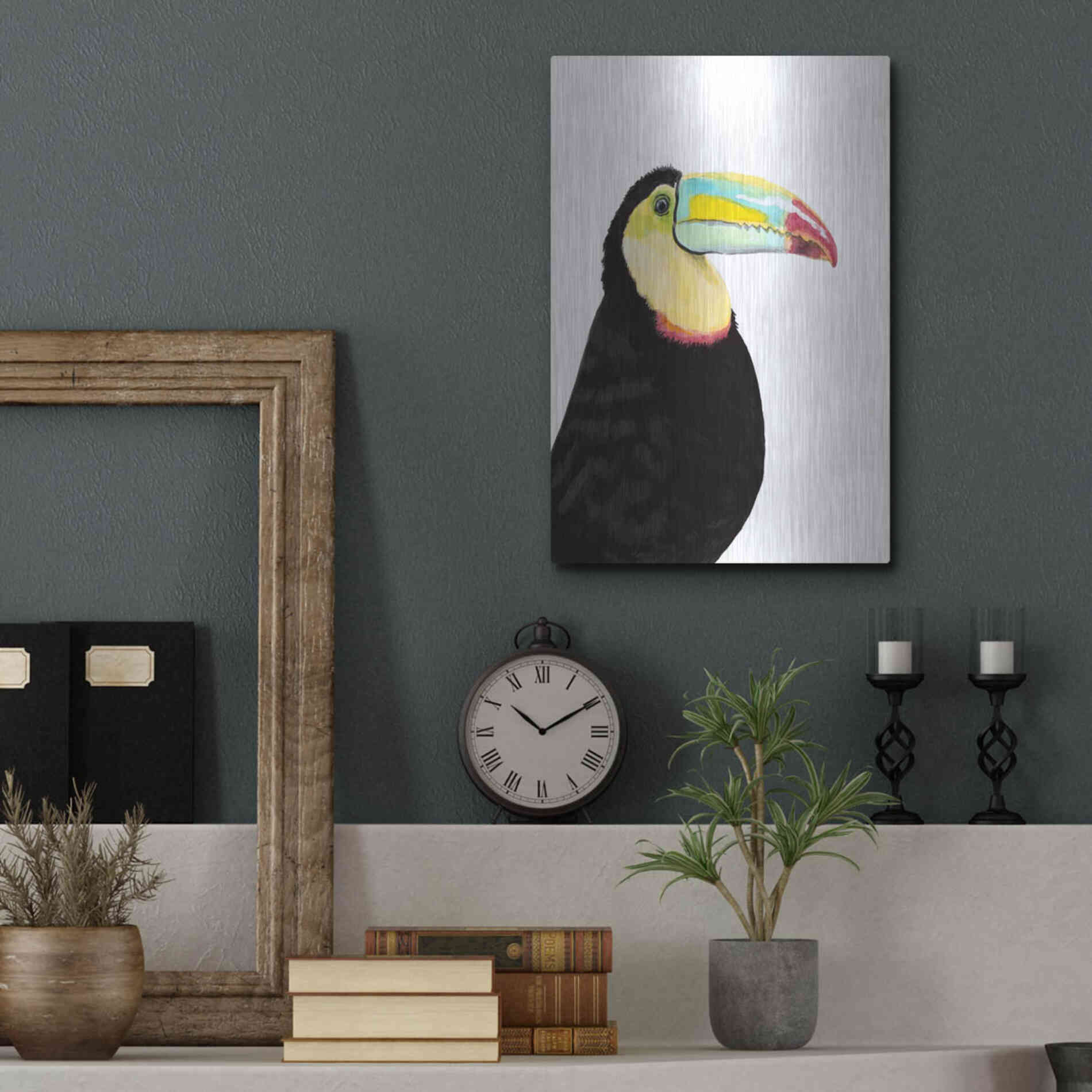 Luxe Metal Art 'Watercolor Toucan' by Naomi McCavitt, Metal Wall Art,12x16