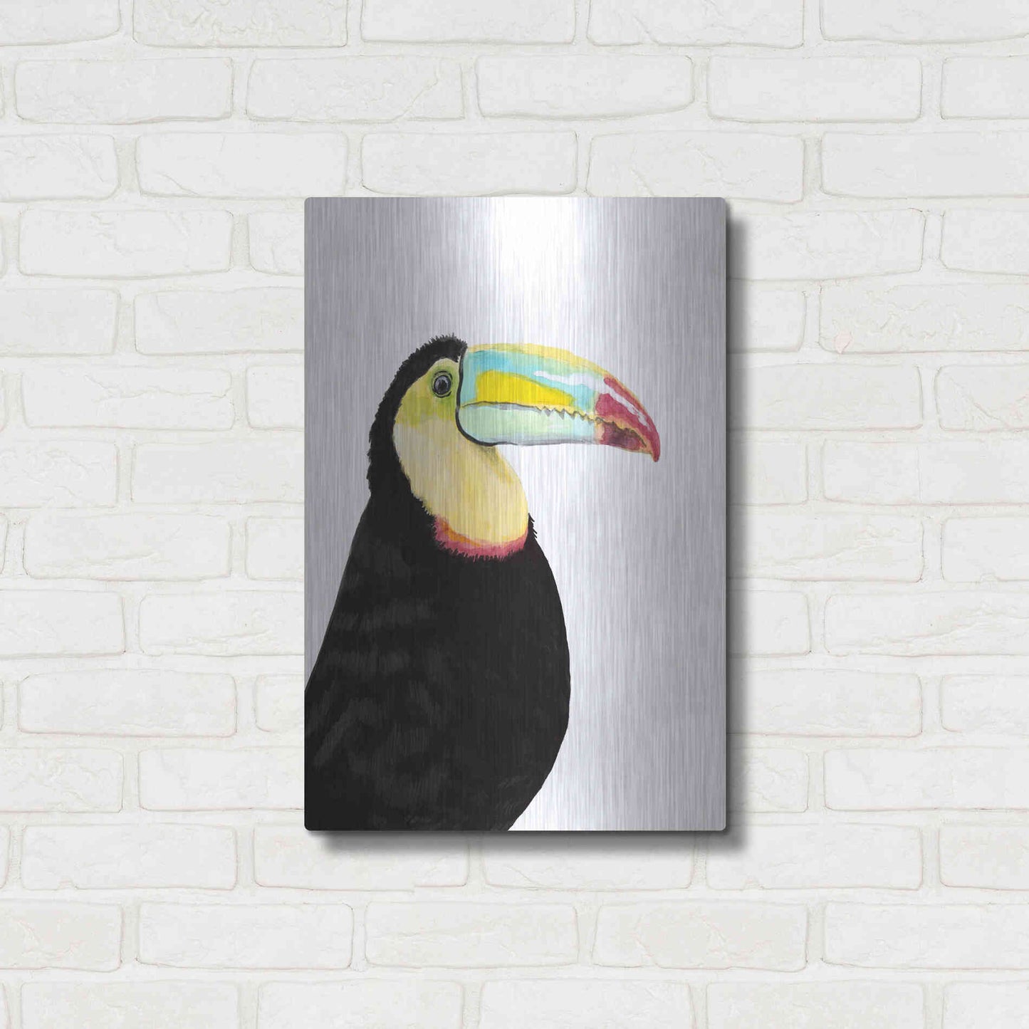Luxe Metal Art 'Watercolor Toucan' by Naomi McCavitt, Metal Wall Art,16x24