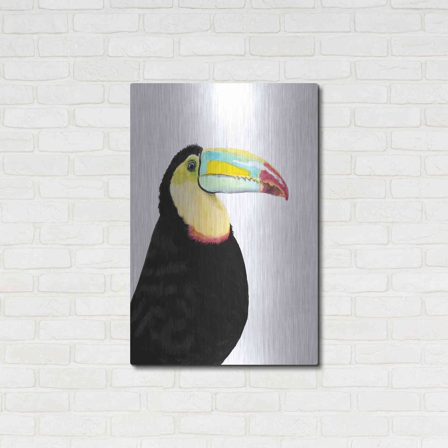 Luxe Metal Art 'Watercolor Toucan' by Naomi McCavitt, Metal Wall Art,24x36