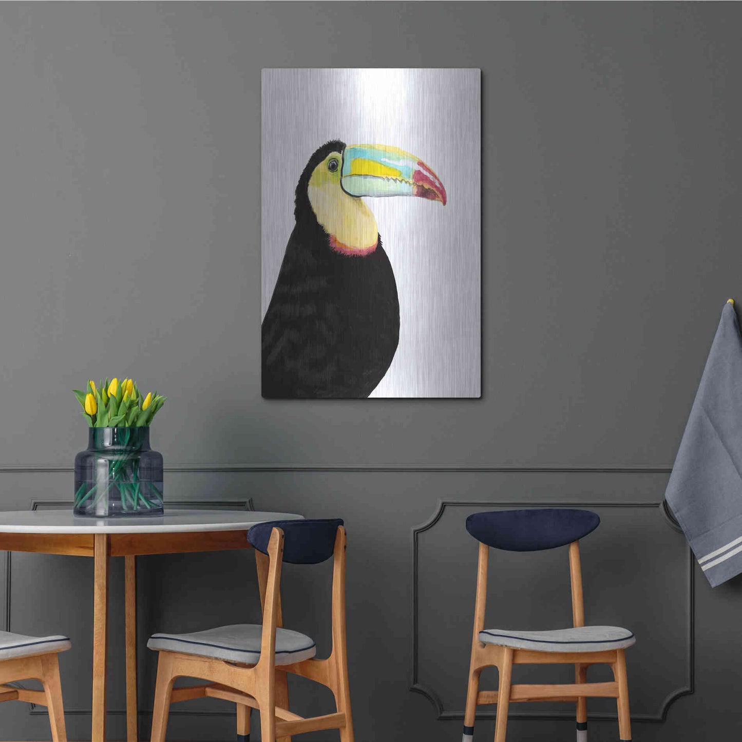 Luxe Metal Art 'Watercolor Toucan' by Naomi McCavitt, Metal Wall Art,24x36