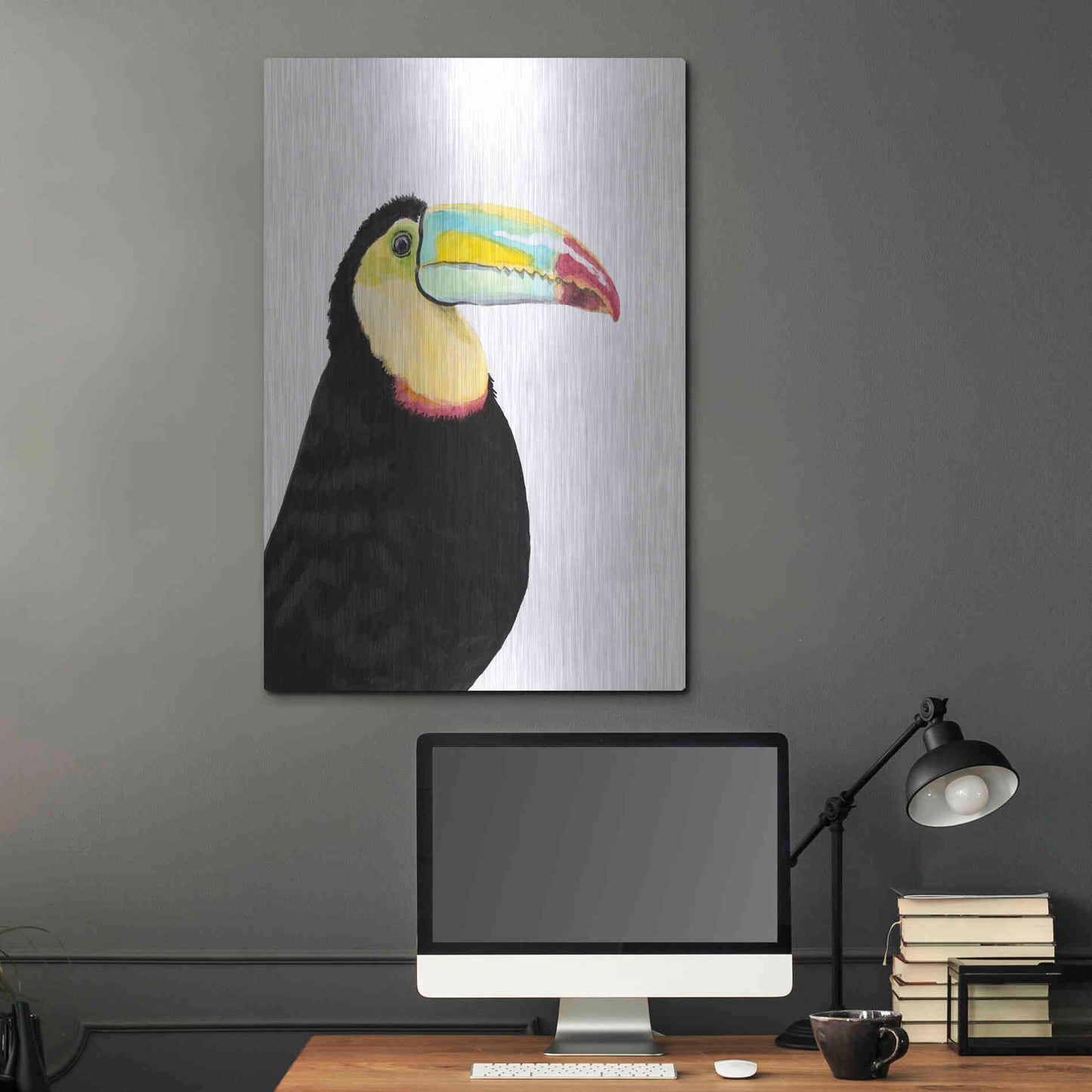 Luxe Metal Art 'Watercolor Toucan' by Naomi McCavitt, Metal Wall Art,24x36