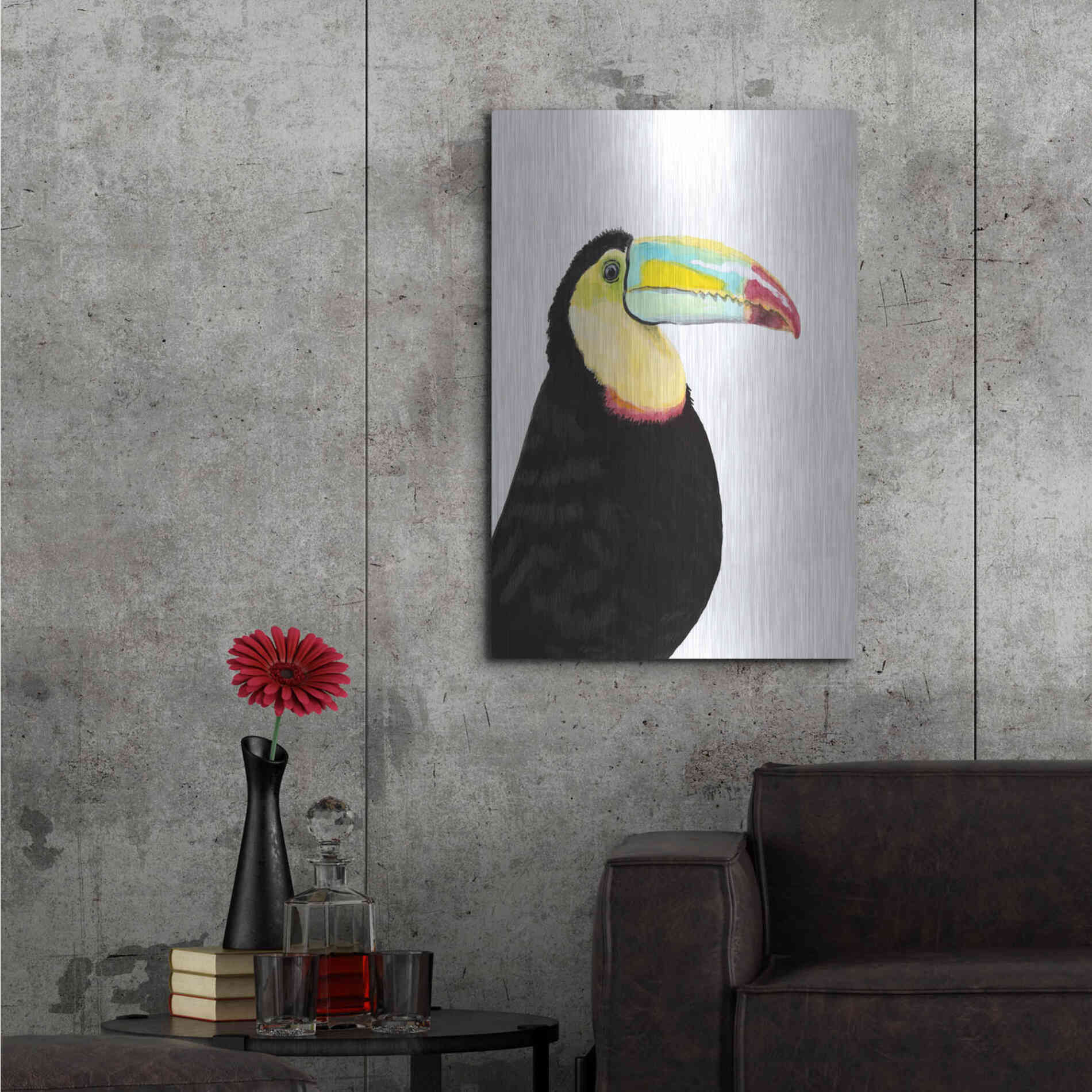 Luxe Metal Art 'Watercolor Toucan' by Naomi McCavitt, Metal Wall Art,24x36