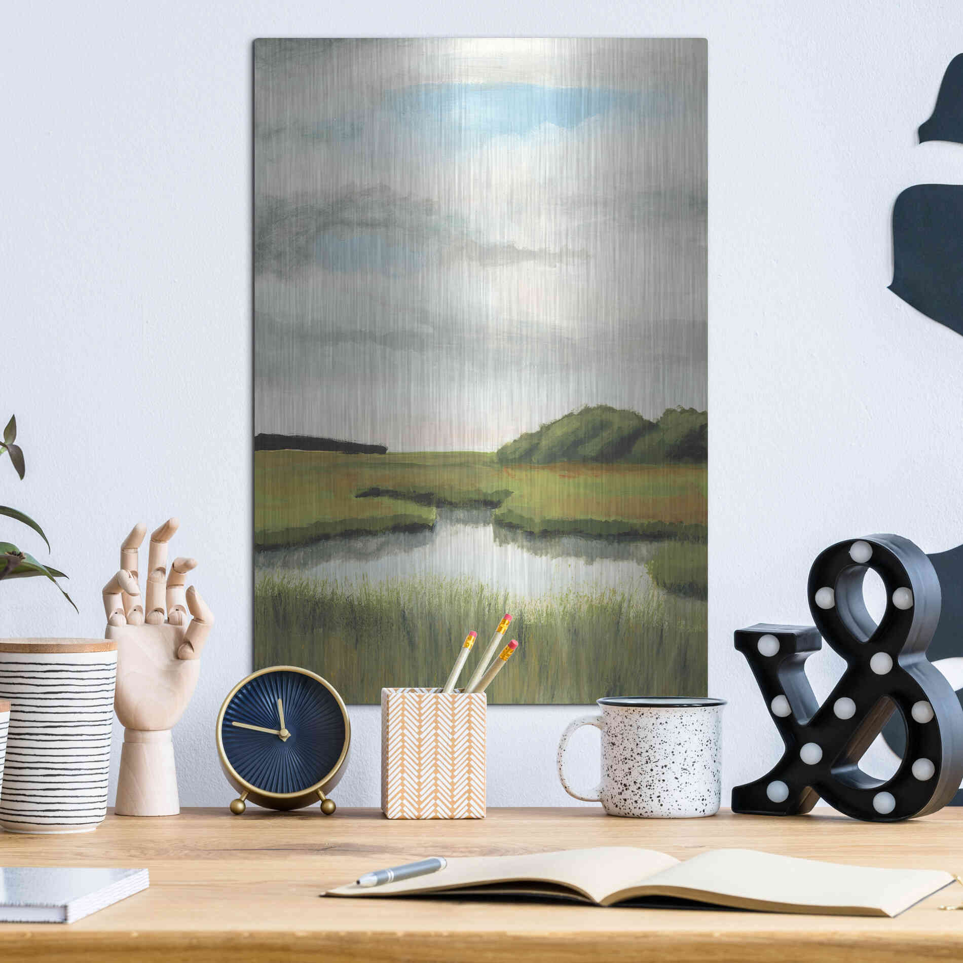 Luxe Metal Art 'Marsh Landscapes II' by Naomi McCavitt, Metal Wall Art,12x16