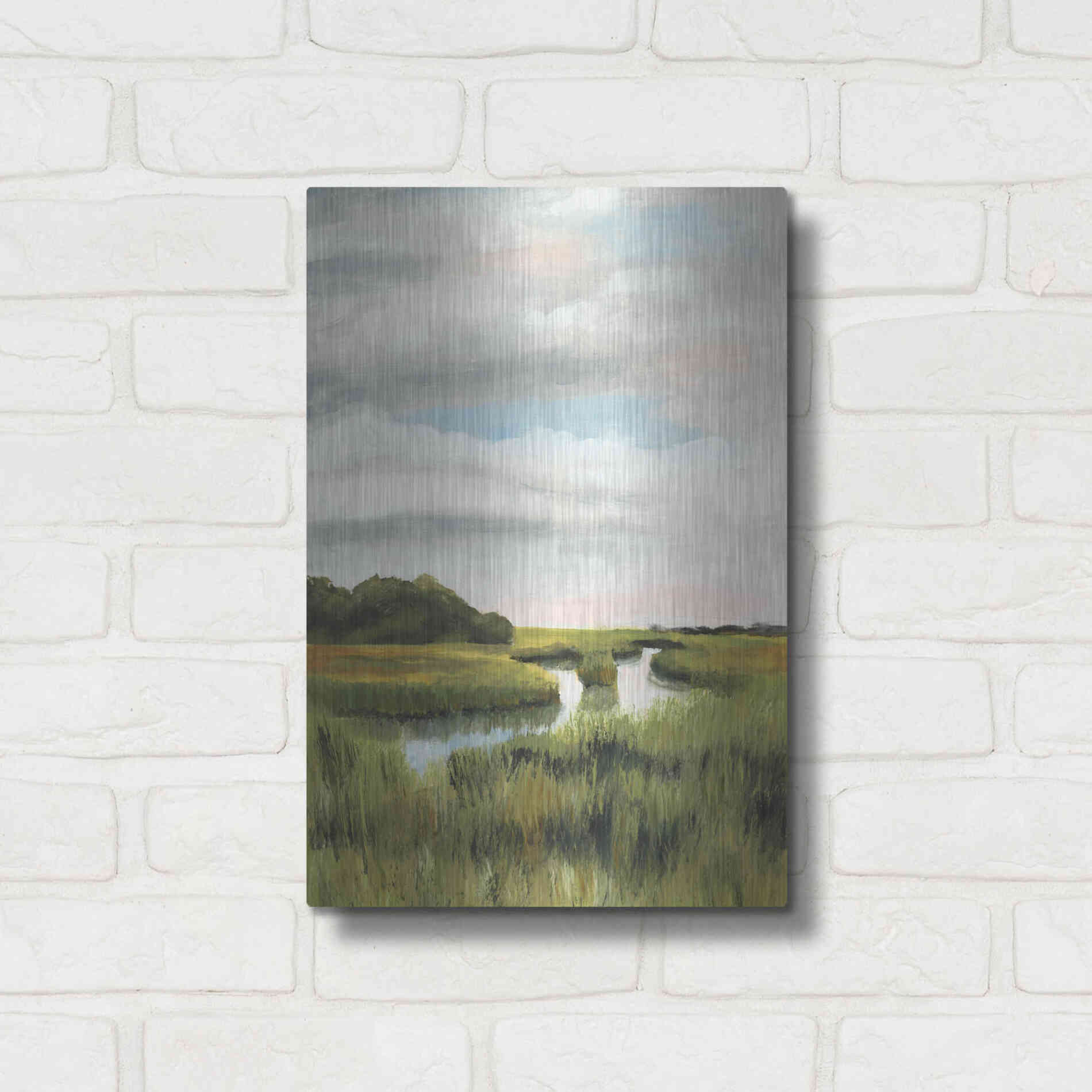 Luxe Metal Art 'Marsh Landscapes I' by Naomi McCavitt, Metal Wall Art,12x16