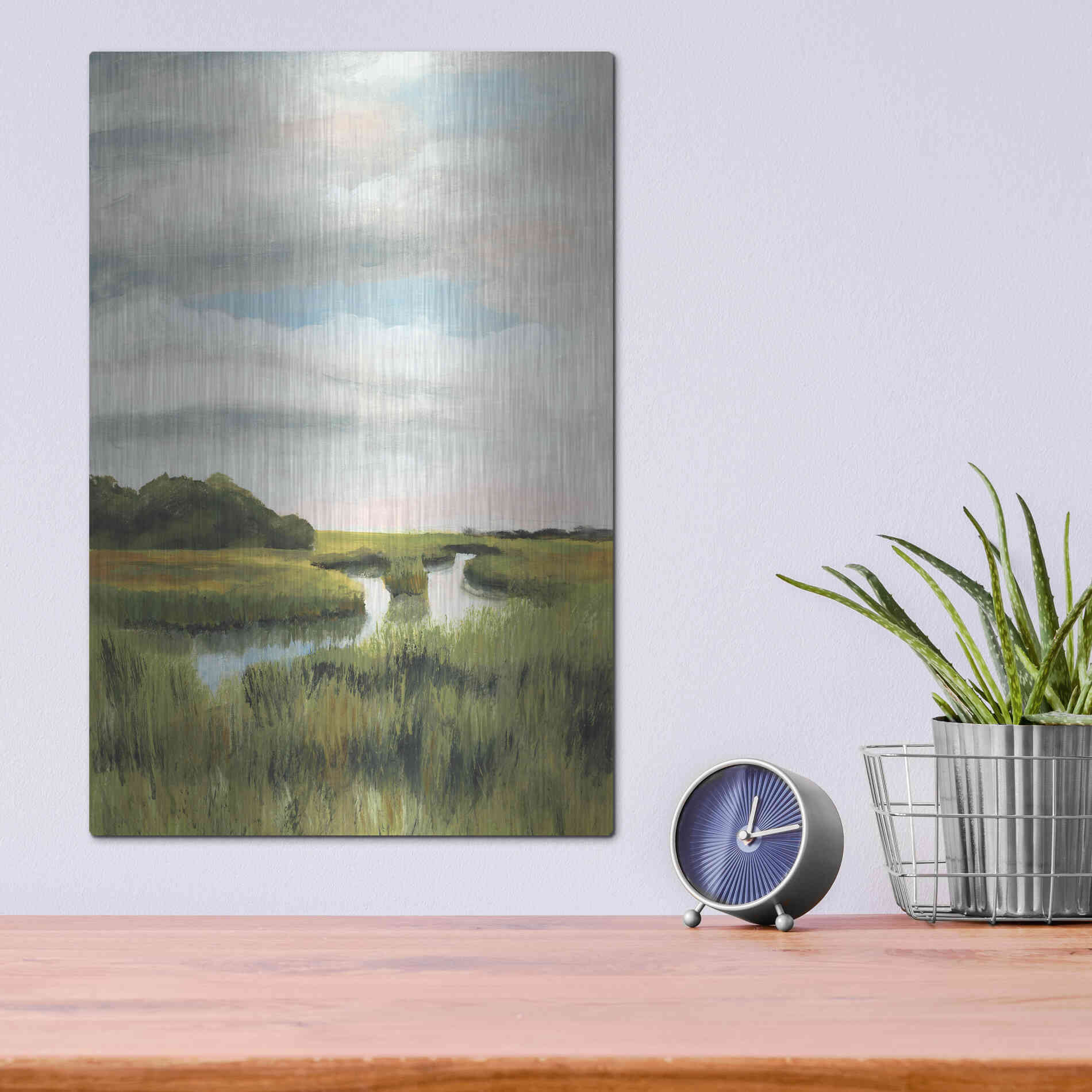 Luxe Metal Art 'Marsh Landscapes I' by Naomi McCavitt, Metal Wall Art,12x16