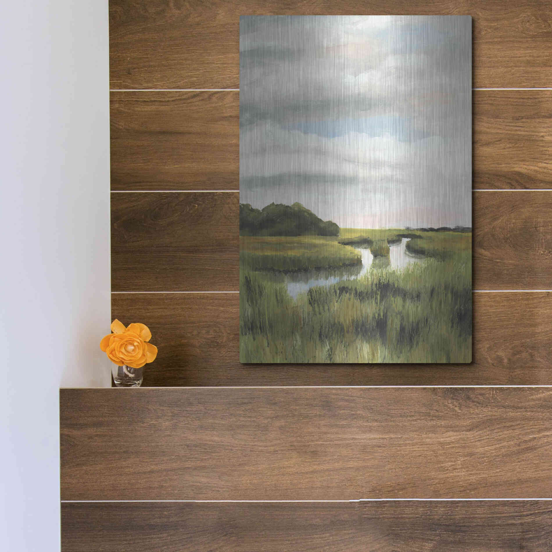 Luxe Metal Art 'Marsh Landscapes I' by Naomi McCavitt, Metal Wall Art,12x16