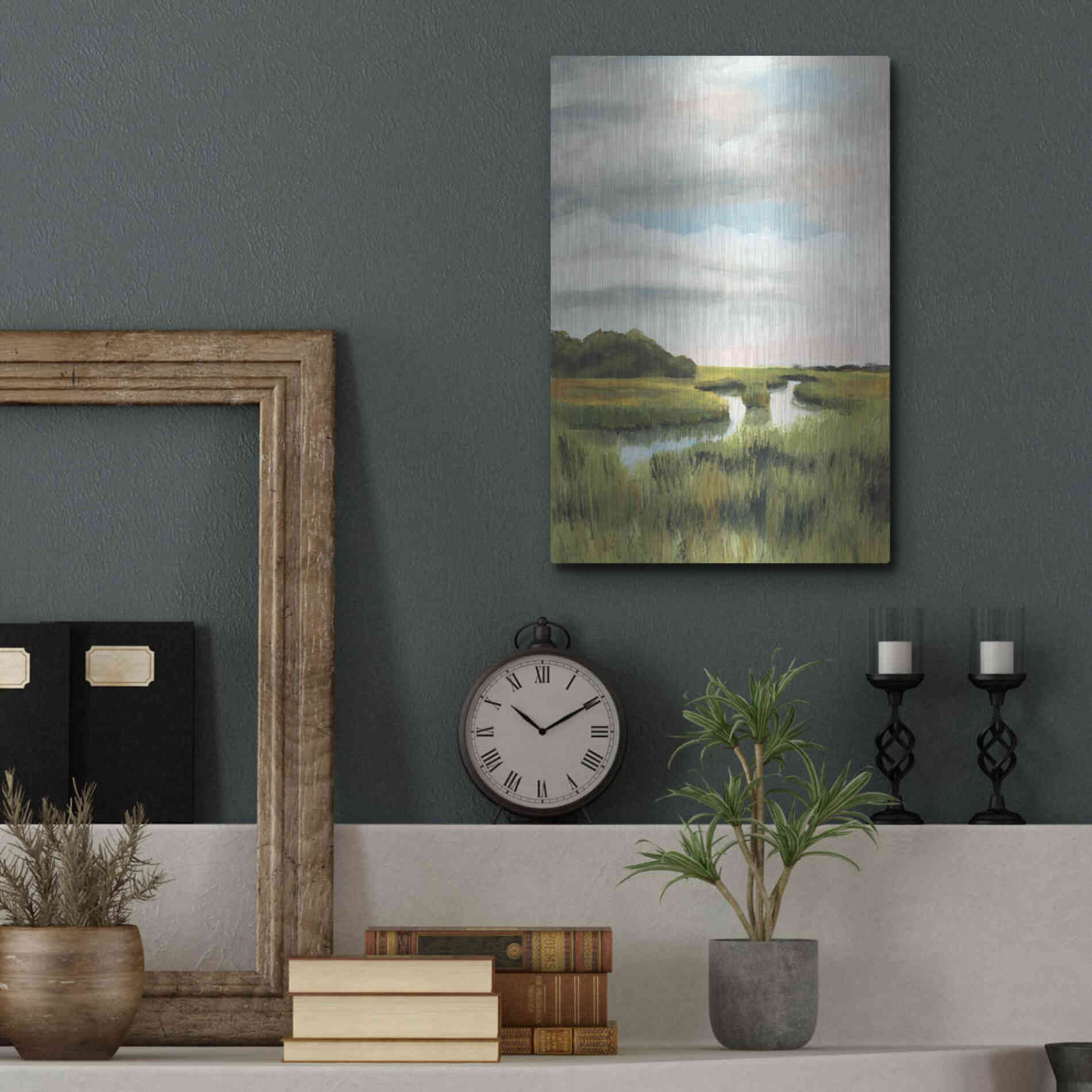 Luxe Metal Art 'Marsh Landscapes I' by Naomi McCavitt, Metal Wall Art,12x16