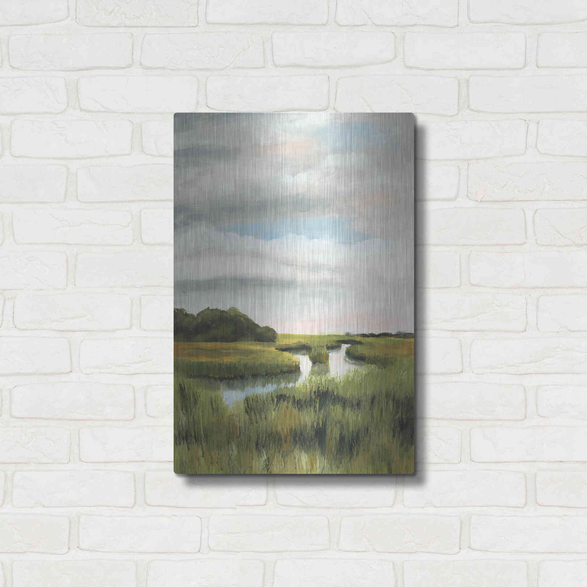 Luxe Metal Art 'Marsh Landscapes I' by Naomi McCavitt, Metal Wall Art,16x24