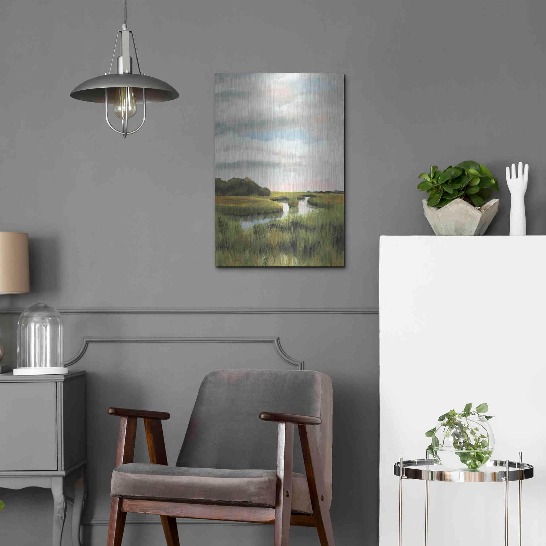 Luxe Metal Art 'Marsh Landscapes I' by Naomi McCavitt, Metal Wall Art,16x24