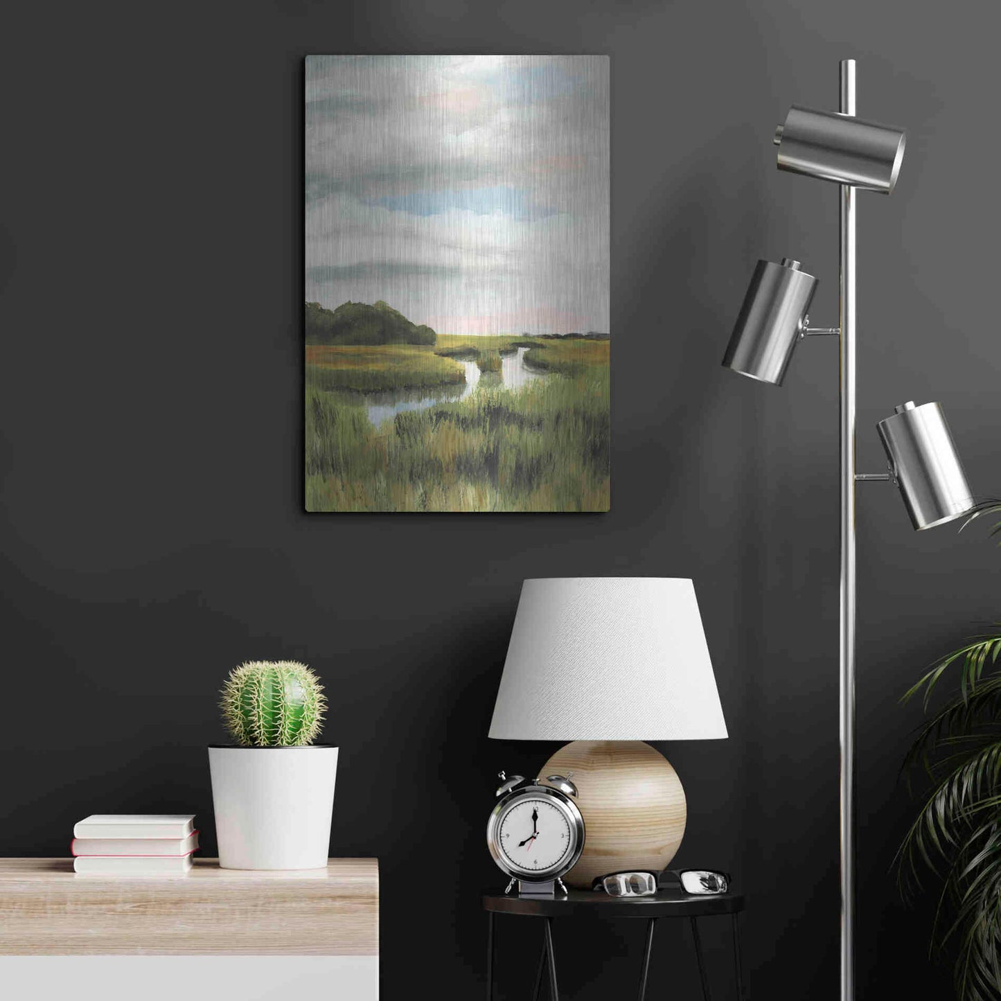 Luxe Metal Art 'Marsh Landscapes I' by Naomi McCavitt, Metal Wall Art,16x24