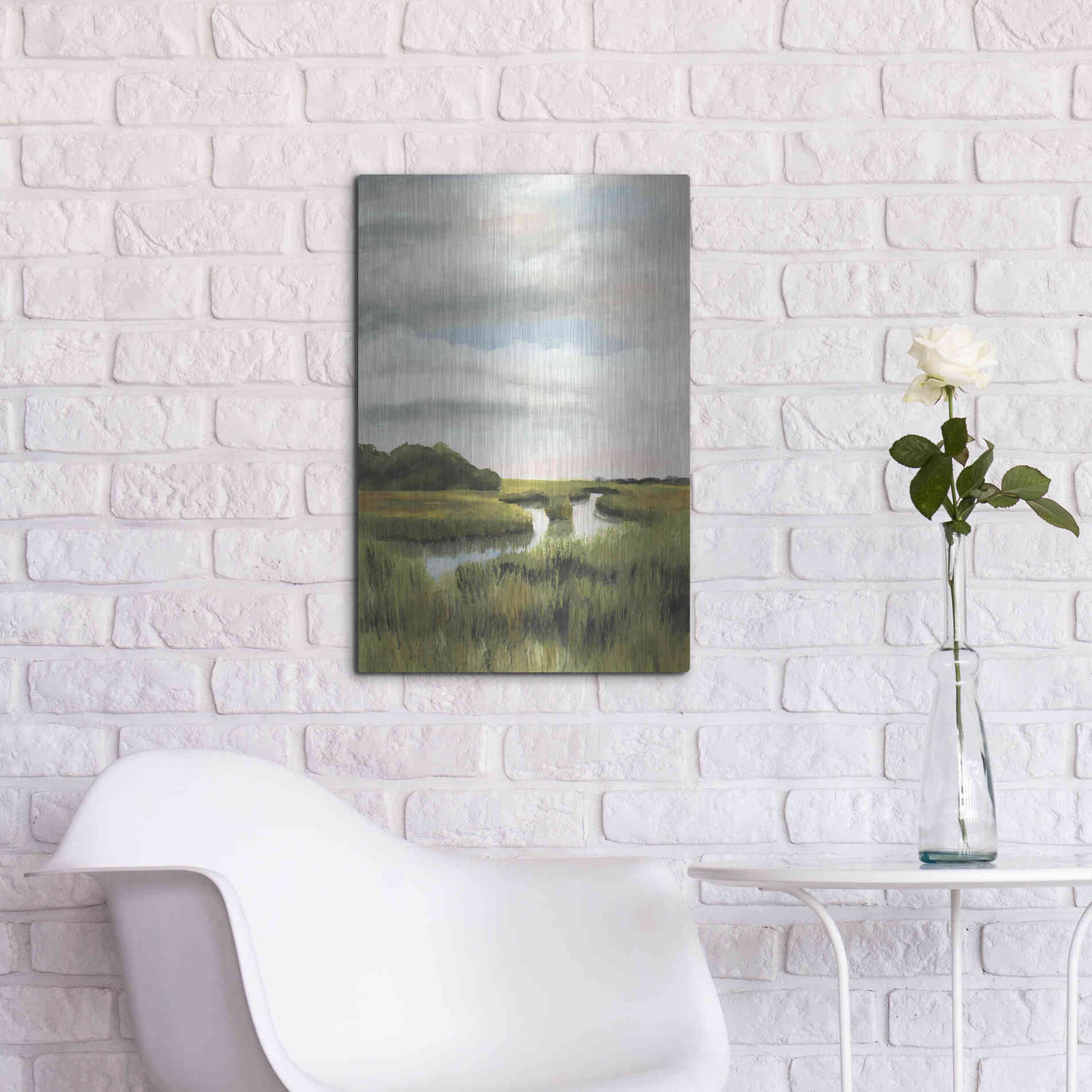 Luxe Metal Art 'Marsh Landscapes I' by Naomi McCavitt, Metal Wall Art,16x24