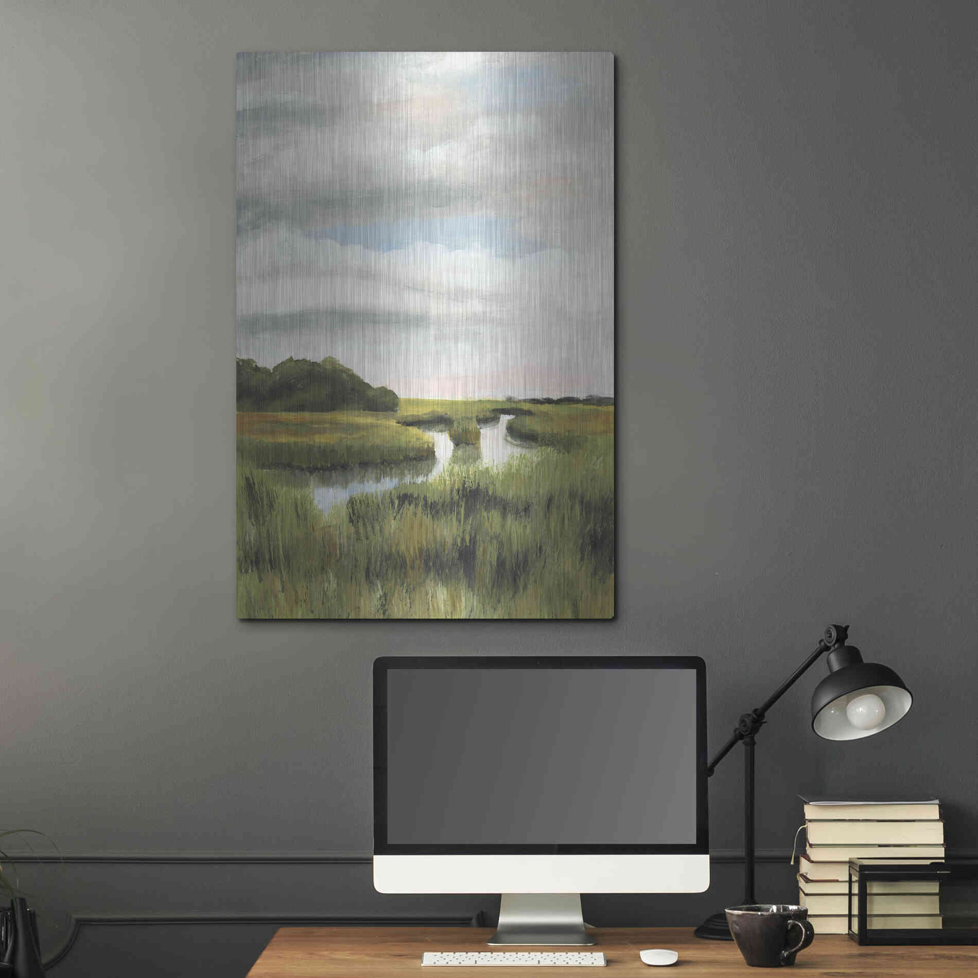 Luxe Metal Art 'Marsh Landscapes I' by Naomi McCavitt, Metal Wall Art,24x36