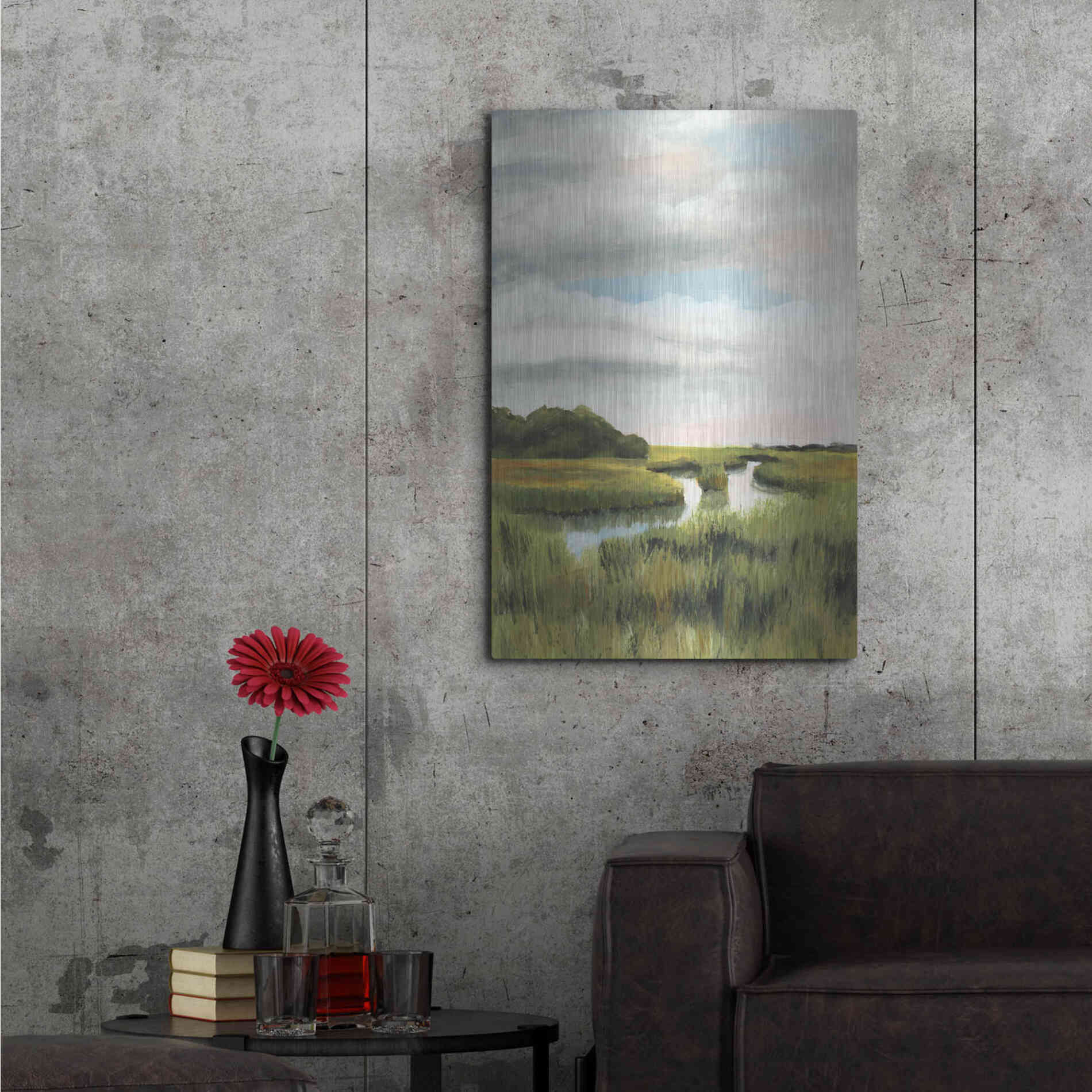 Luxe Metal Art 'Marsh Landscapes I' by Naomi McCavitt, Metal Wall Art,24x36