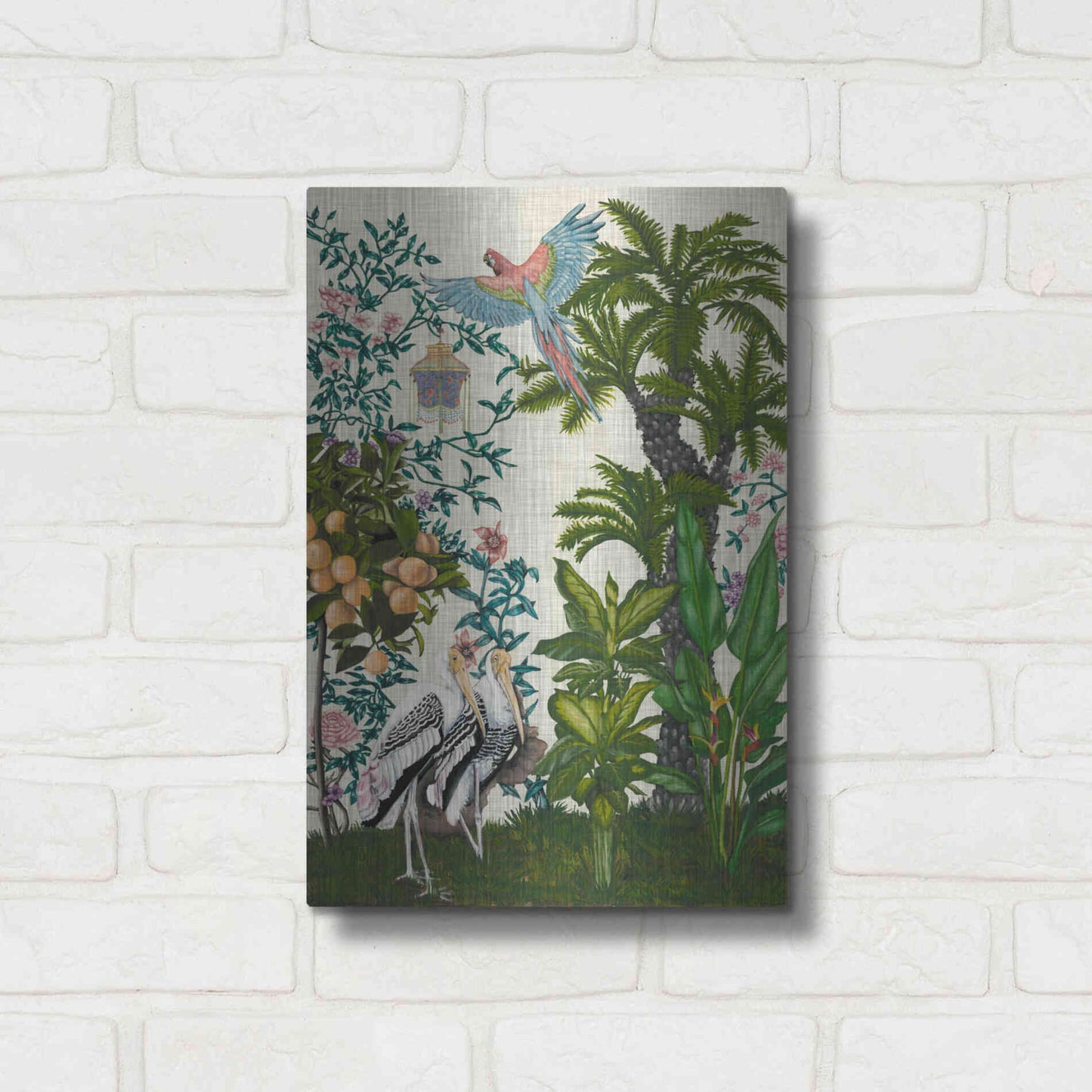 Luxe Metal Art 'Paradis Chinoiserie II' by Naomi McCavitt, Metal Wall Art,12x16