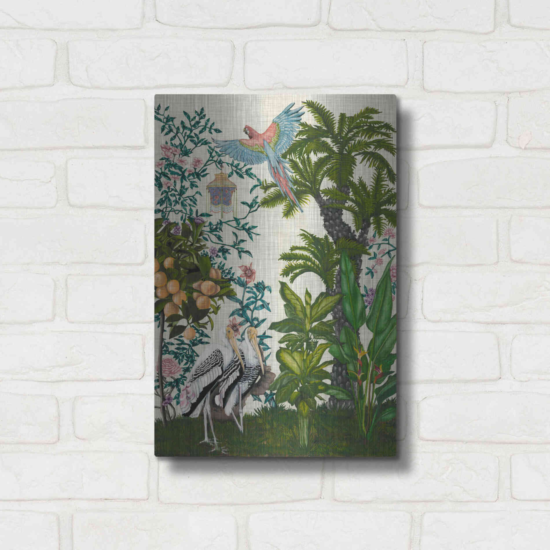 Luxe Metal Art 'Paradis Chinoiserie II' by Naomi McCavitt, Metal Wall Art,12x16