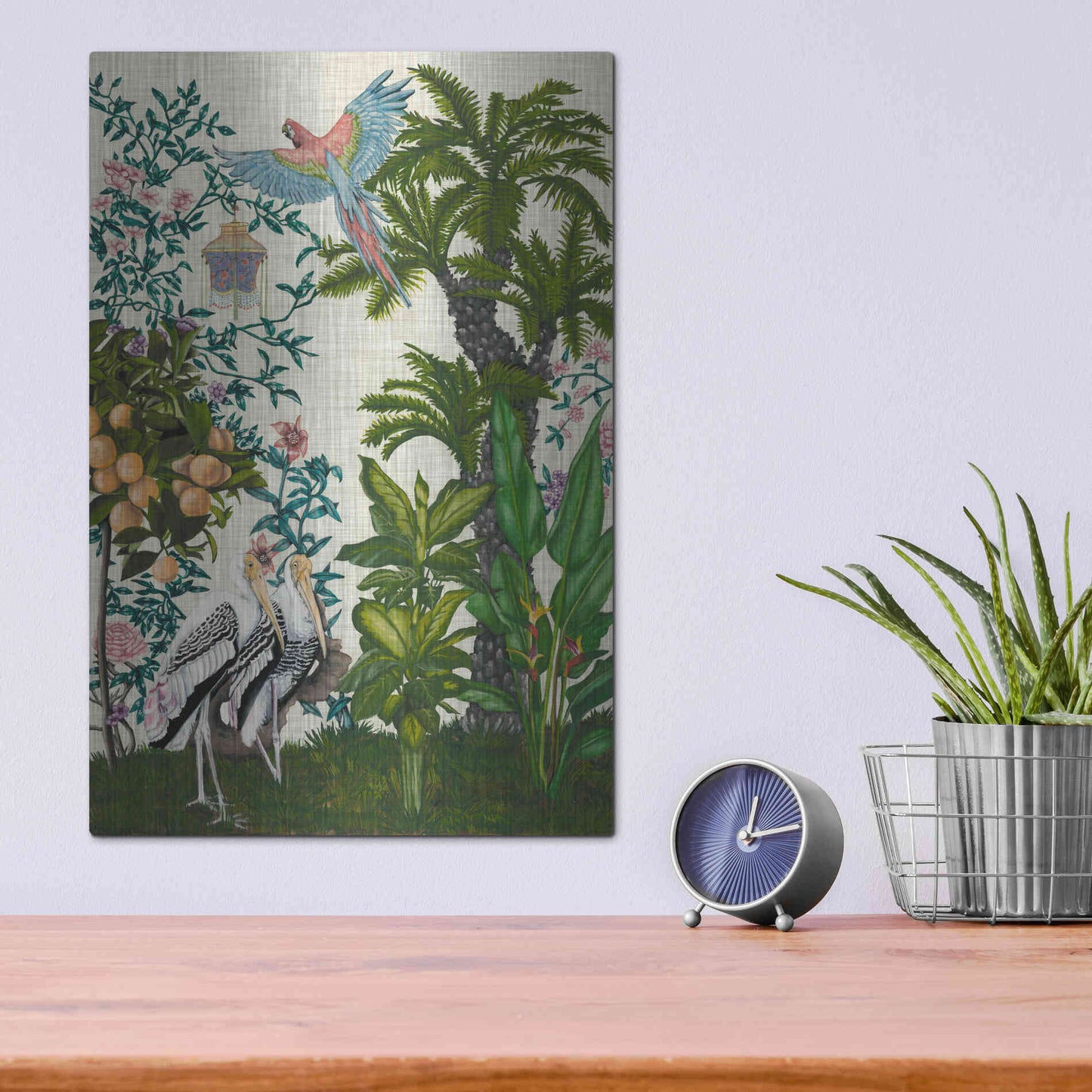 Luxe Metal Art 'Paradis Chinoiserie II' by Naomi McCavitt, Metal Wall Art,12x16