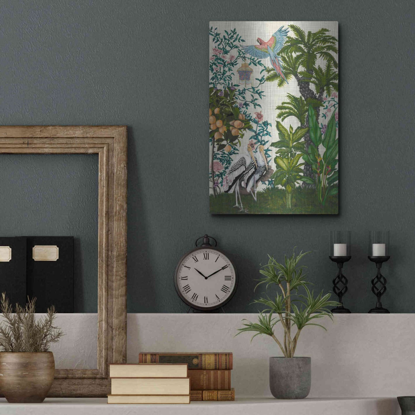 Luxe Metal Art 'Paradis Chinoiserie II' by Naomi McCavitt, Metal Wall Art,12x16