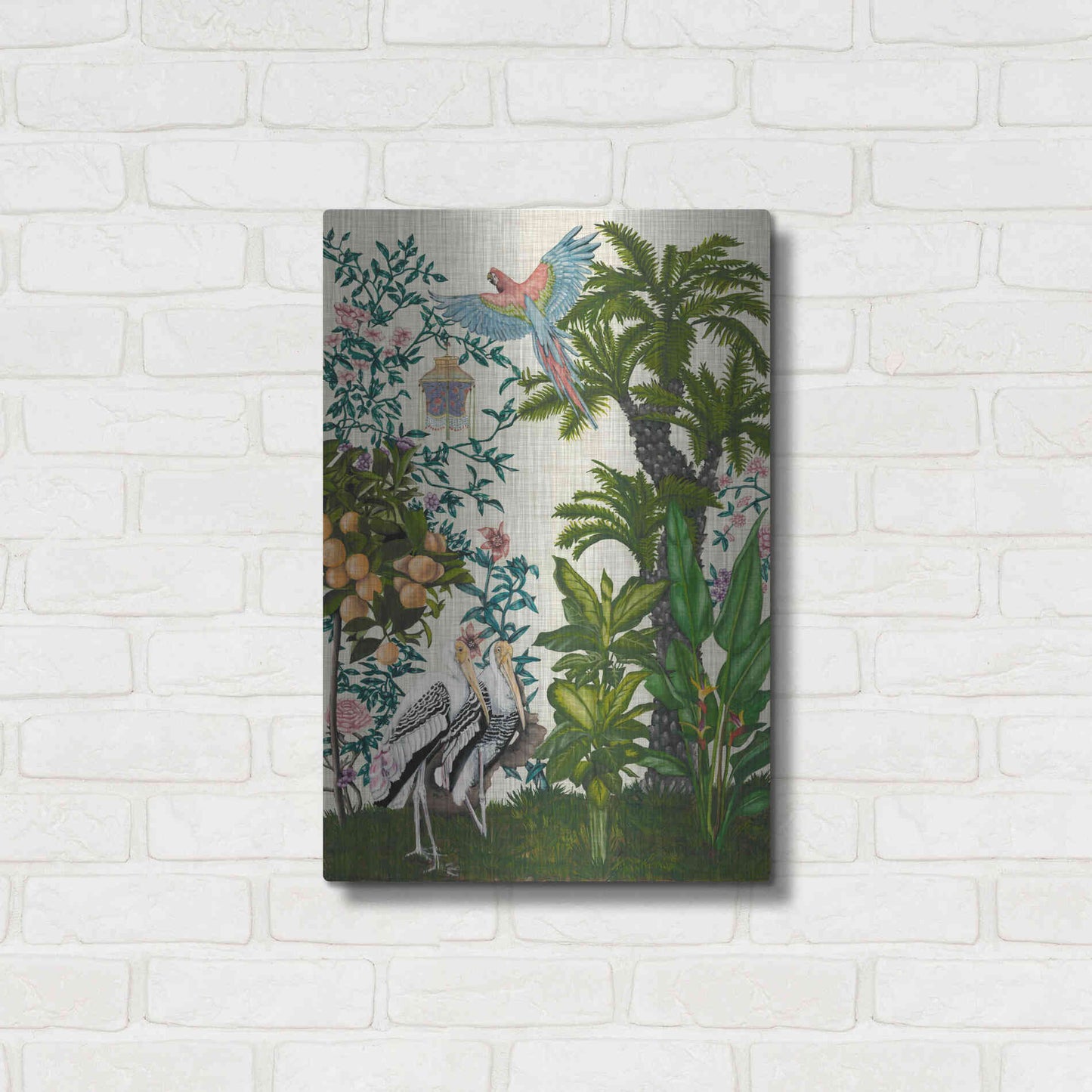 Luxe Metal Art 'Paradis Chinoiserie II' by Naomi McCavitt, Metal Wall Art,16x24