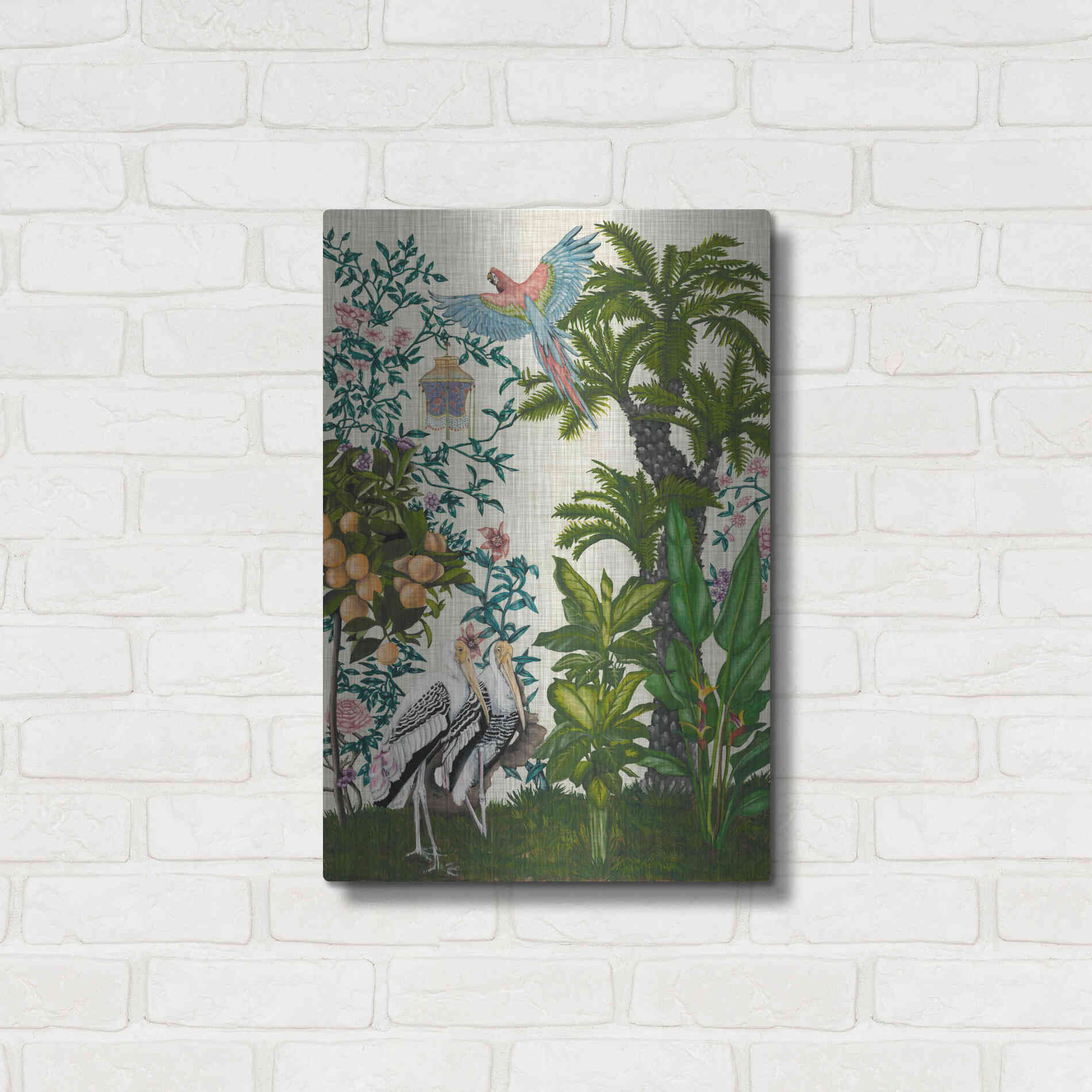 Luxe Metal Art 'Paradis Chinoiserie II' by Naomi McCavitt, Metal Wall Art,16x24