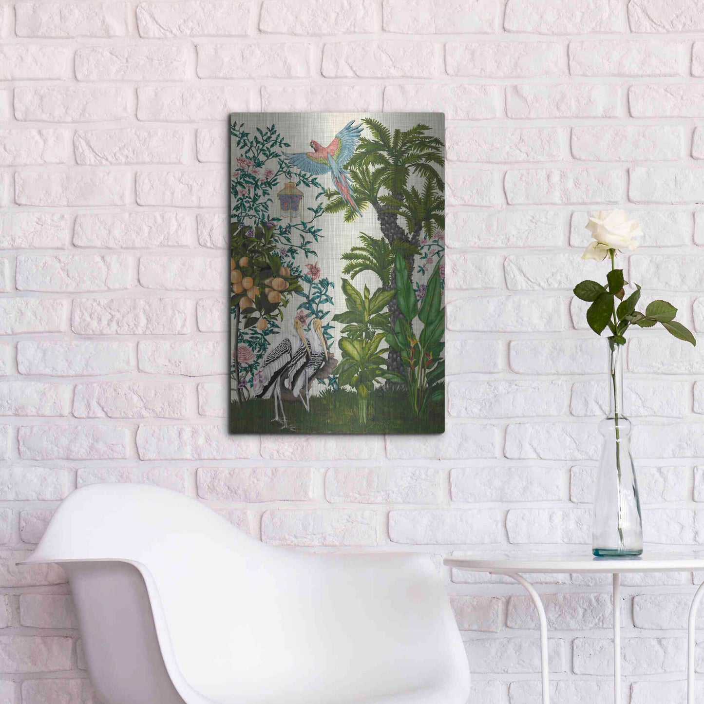 Luxe Metal Art 'Paradis Chinoiserie II' by Naomi McCavitt, Metal Wall Art,16x24