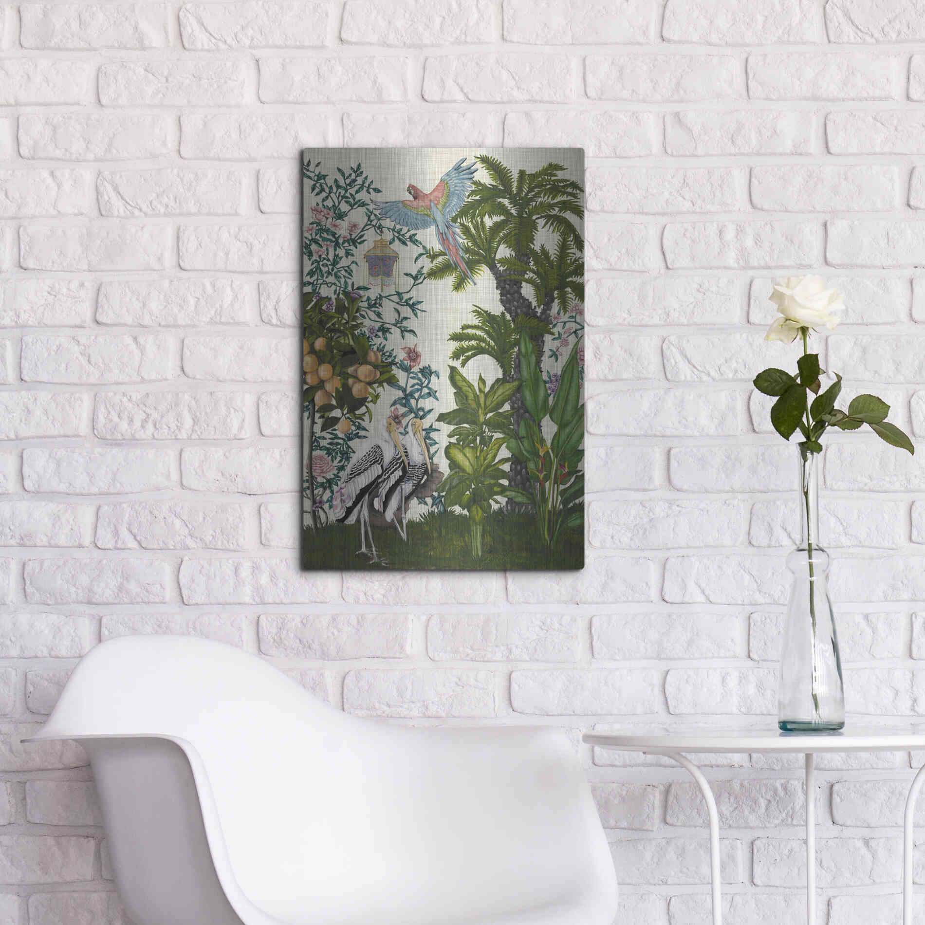 Luxe Metal Art 'Paradis Chinoiserie II' by Naomi McCavitt, Metal Wall Art,16x24