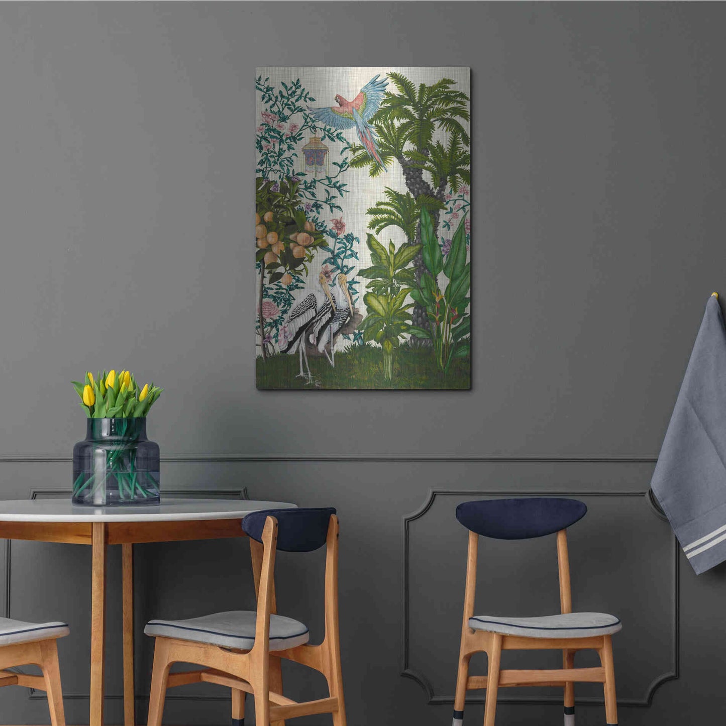 Luxe Metal Art 'Paradis Chinoiserie II' by Naomi McCavitt, Metal Wall Art,24x36