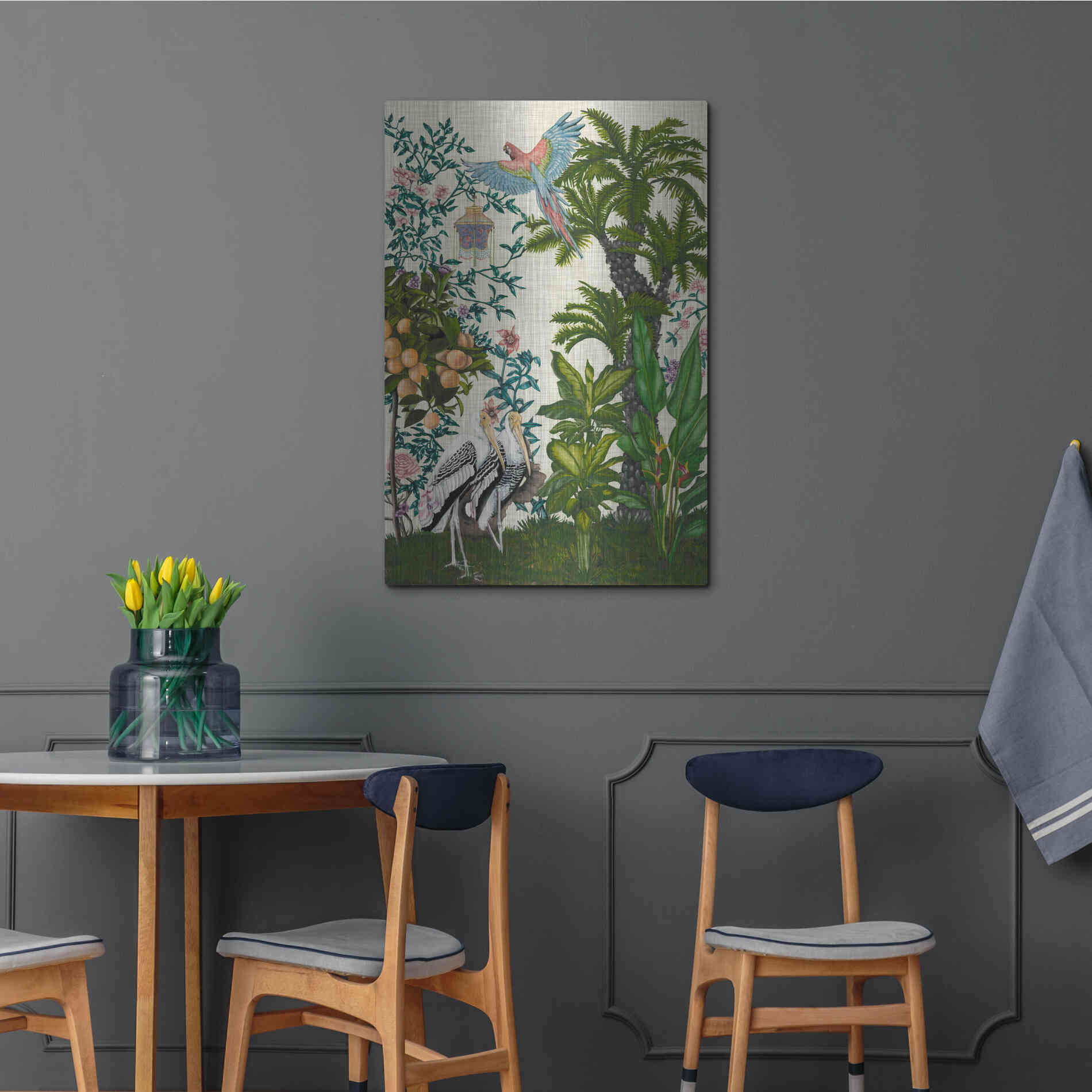 Luxe Metal Art 'Paradis Chinoiserie II' by Naomi McCavitt, Metal Wall Art,24x36