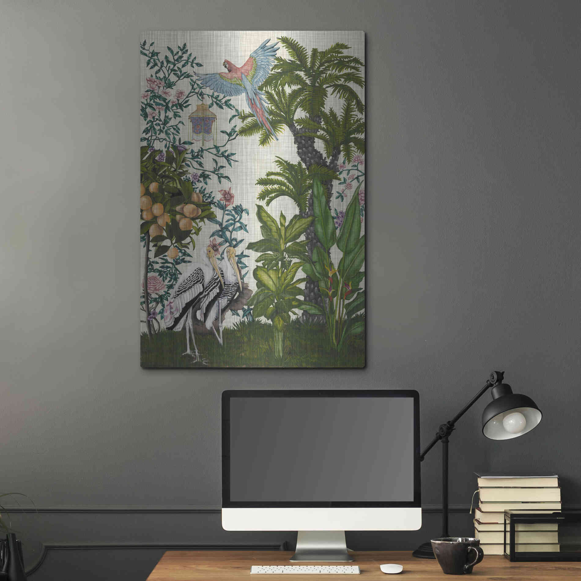 Luxe Metal Art 'Paradis Chinoiserie II' by Naomi McCavitt, Metal Wall Art,24x36