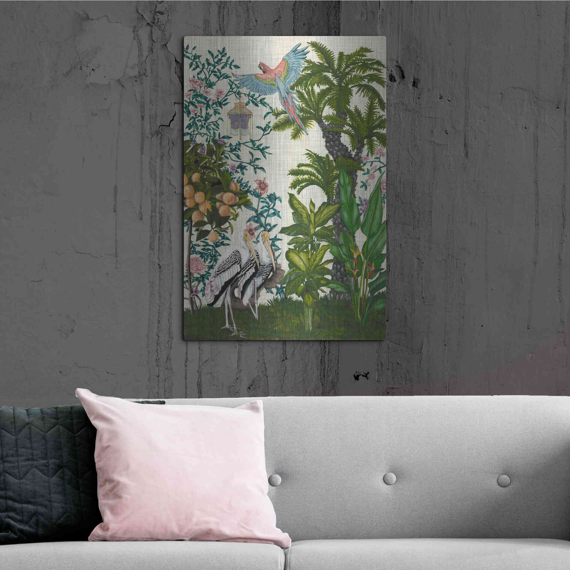 Luxe Metal Art 'Paradis Chinoiserie II' by Naomi McCavitt, Metal Wall Art,24x36