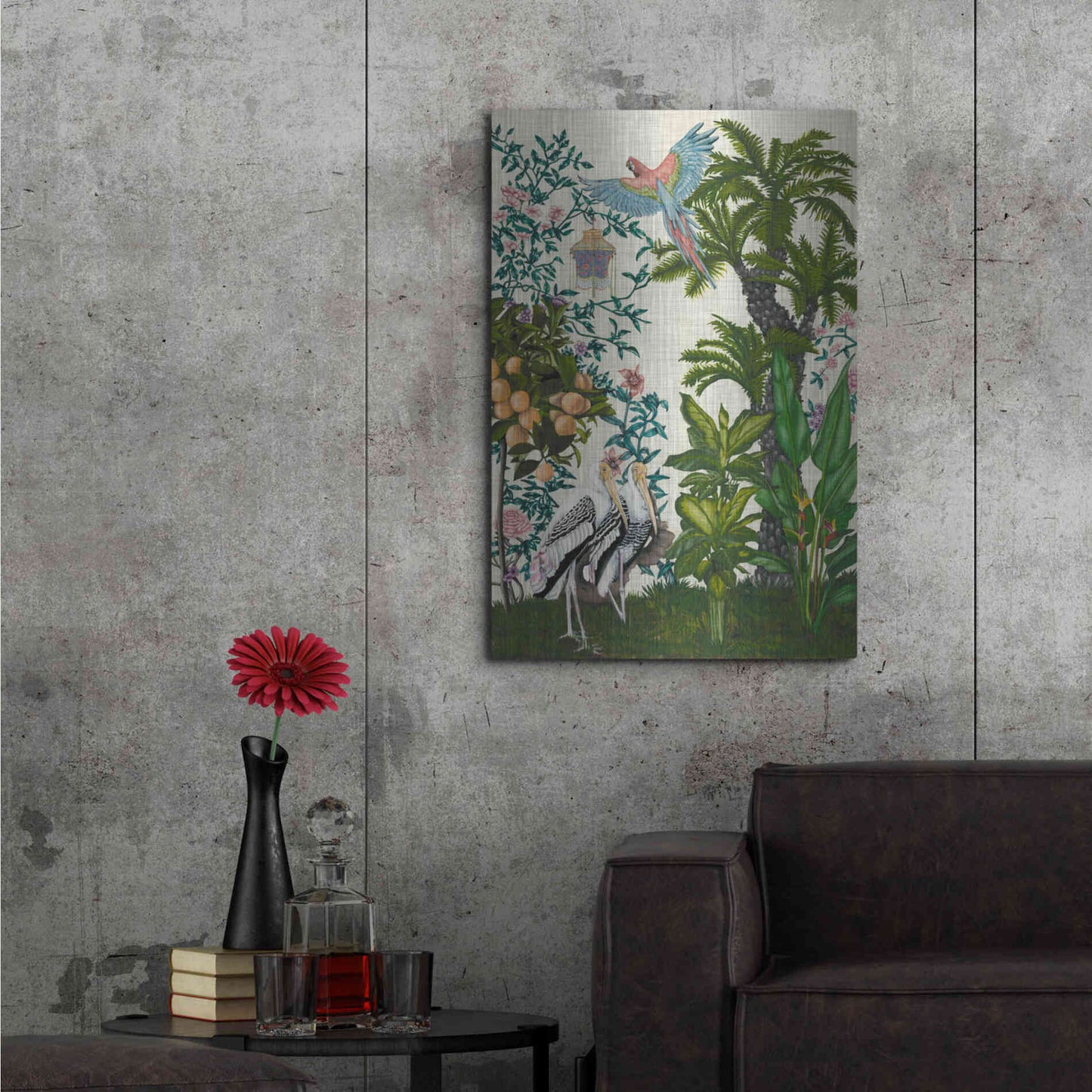Luxe Metal Art 'Paradis Chinoiserie II' by Naomi McCavitt, Metal Wall Art,24x36
