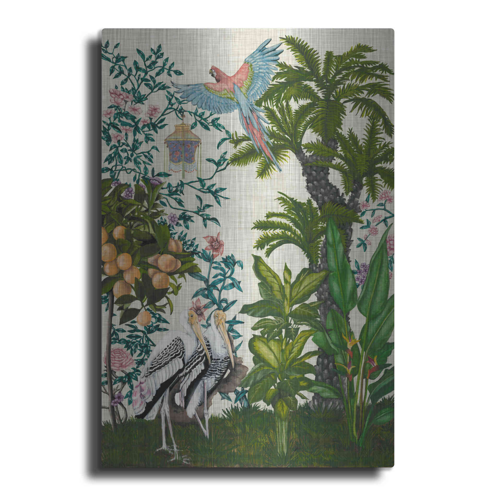 Luxe Metal Art 'Paradis Chinoiserie II' by Naomi McCavitt, Metal Wall Art