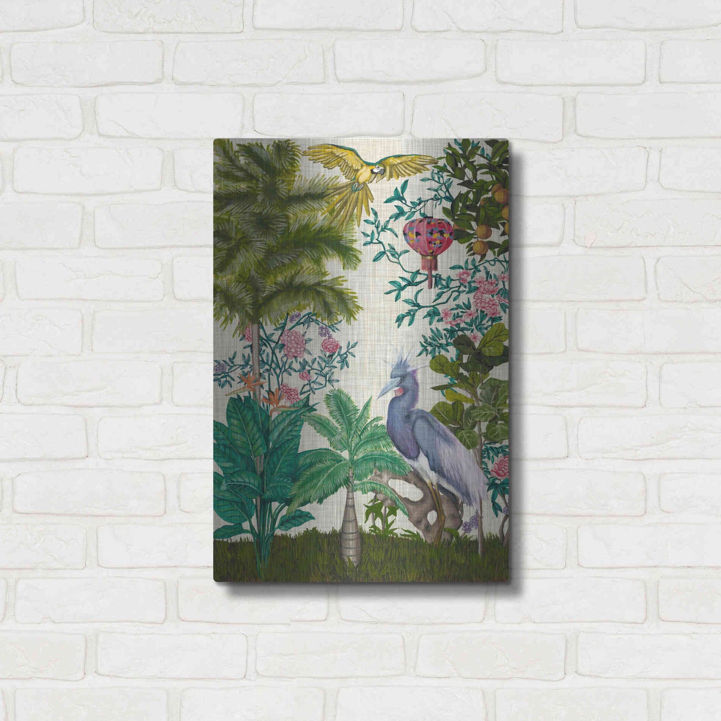 Luxe Metal Art 'Paradis Chinoiserie I' by Naomi McCavitt, Metal Wall Art,16x24