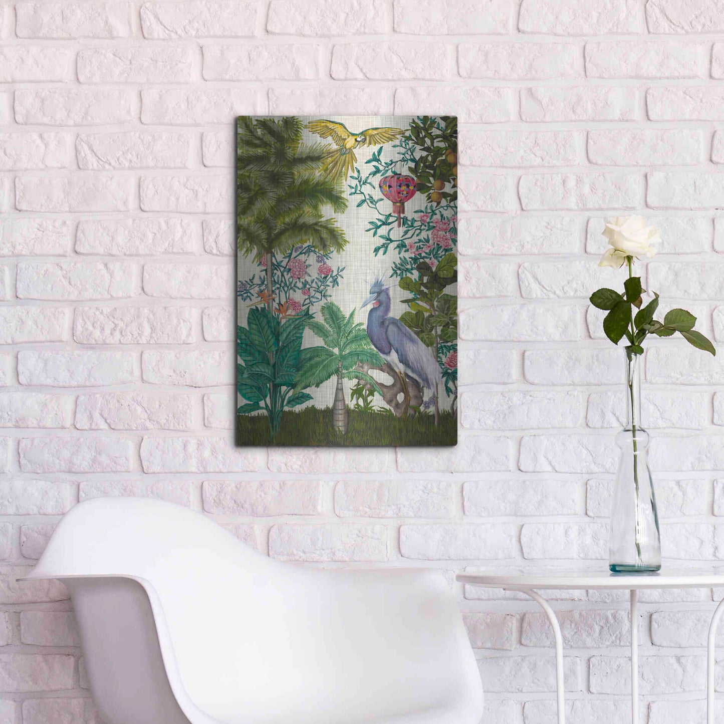 Luxe Metal Art 'Paradis Chinoiserie I' by Naomi McCavitt, Metal Wall Art,16x24