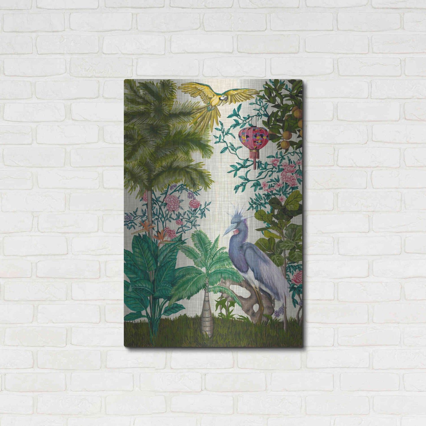 Luxe Metal Art 'Paradis Chinoiserie I' by Naomi McCavitt, Metal Wall Art,24x36