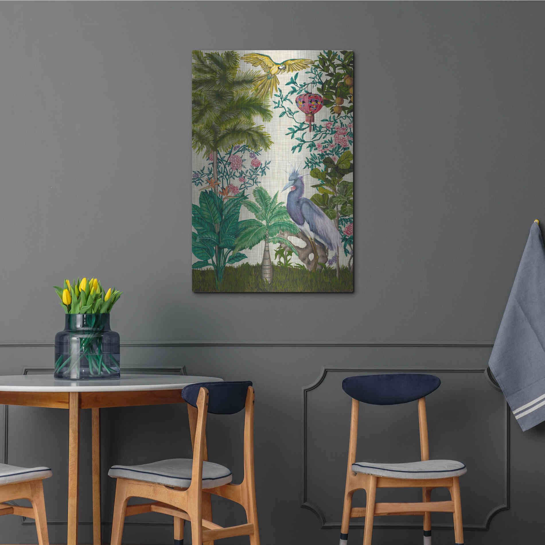 Luxe Metal Art 'Paradis Chinoiserie I' by Naomi McCavitt, Metal Wall Art,24x36